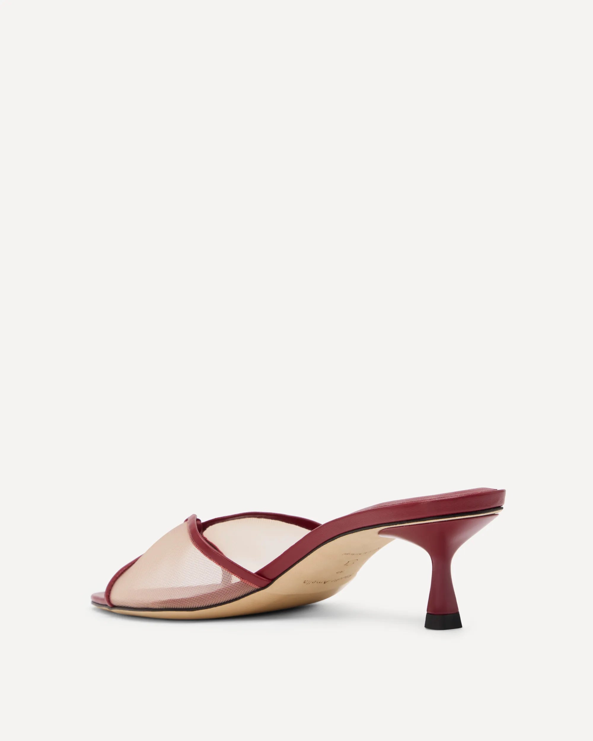burgundy leather mules with kitten heel