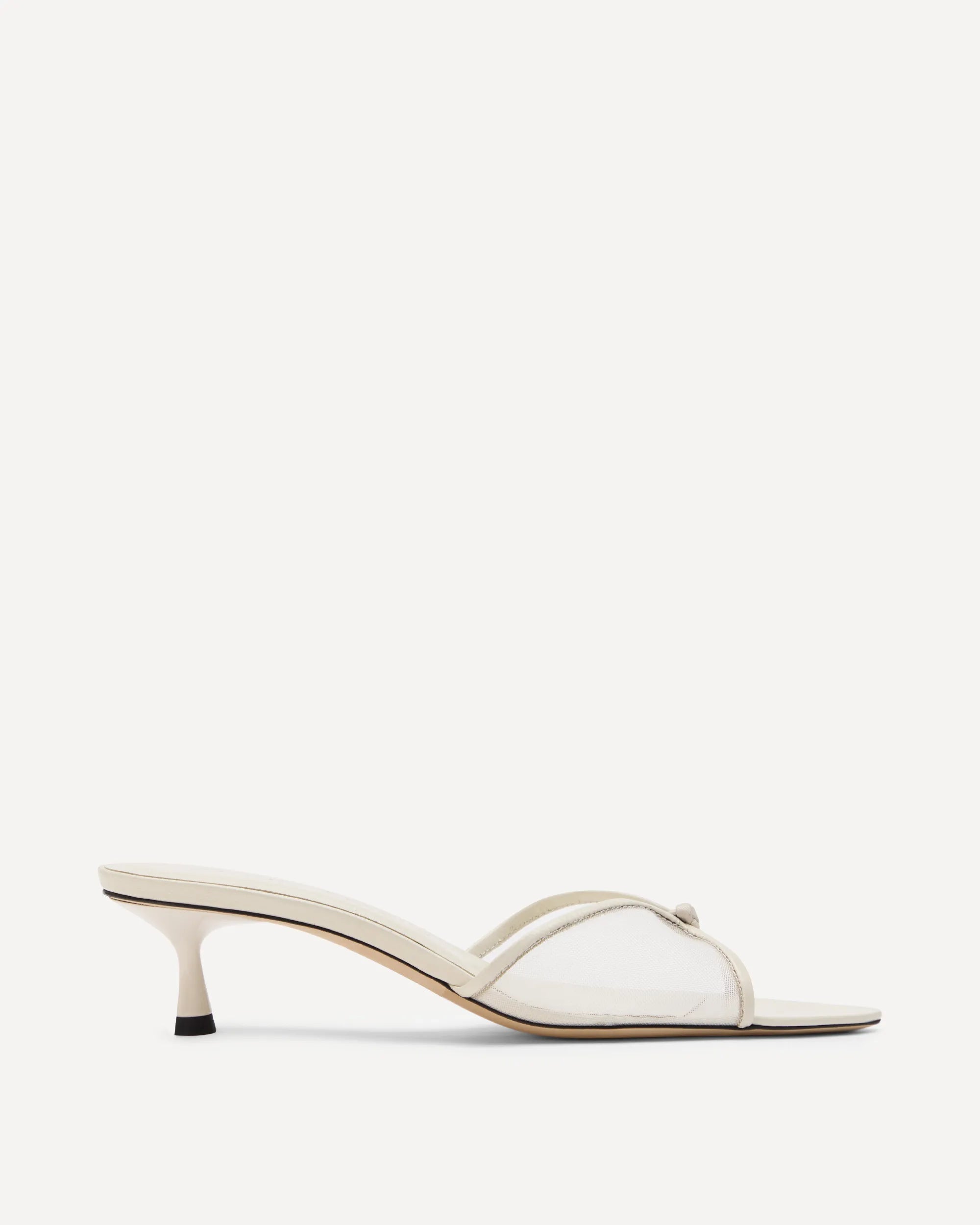 white kitten sandal with pointed toe shape
