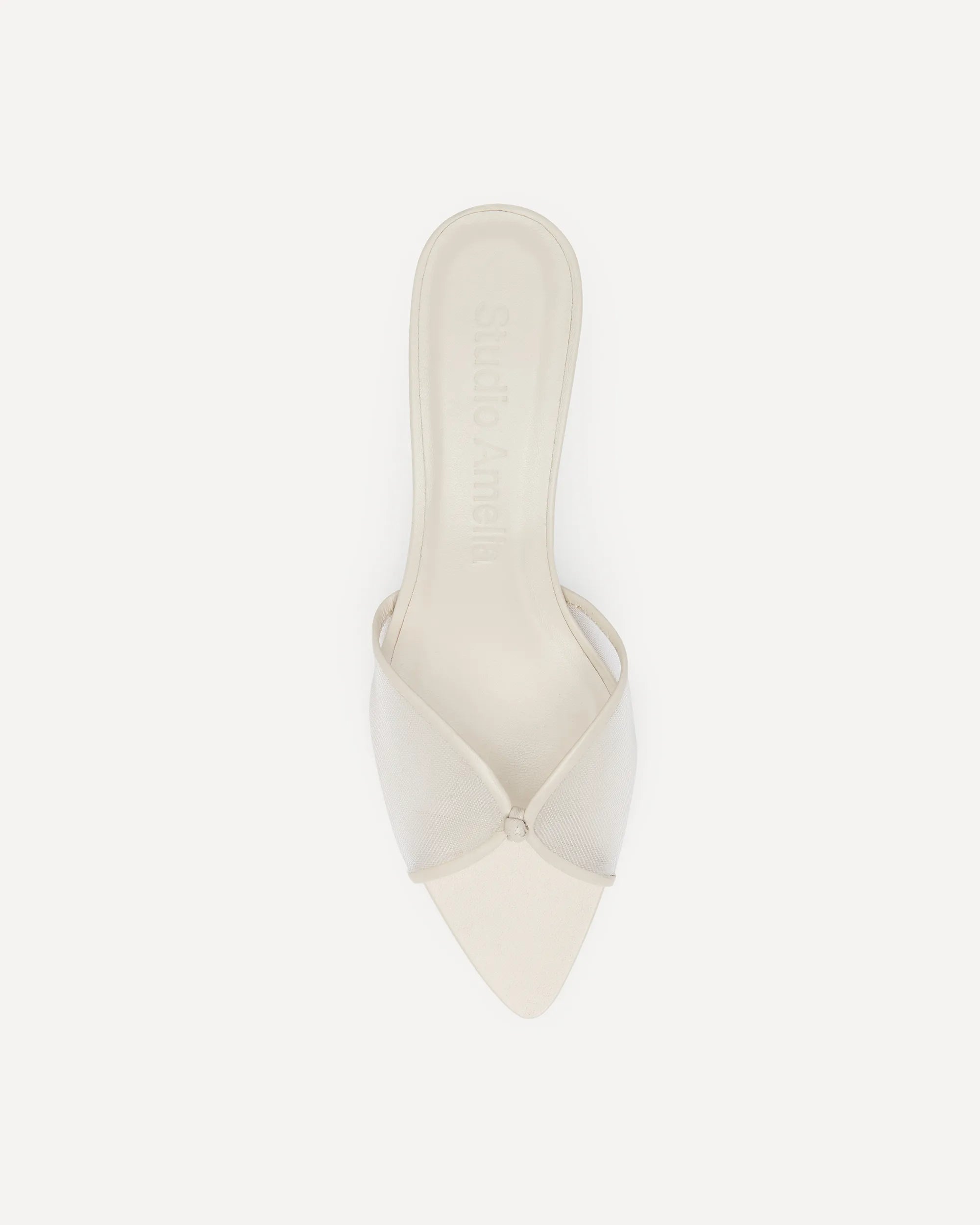 white leather mule with short heel