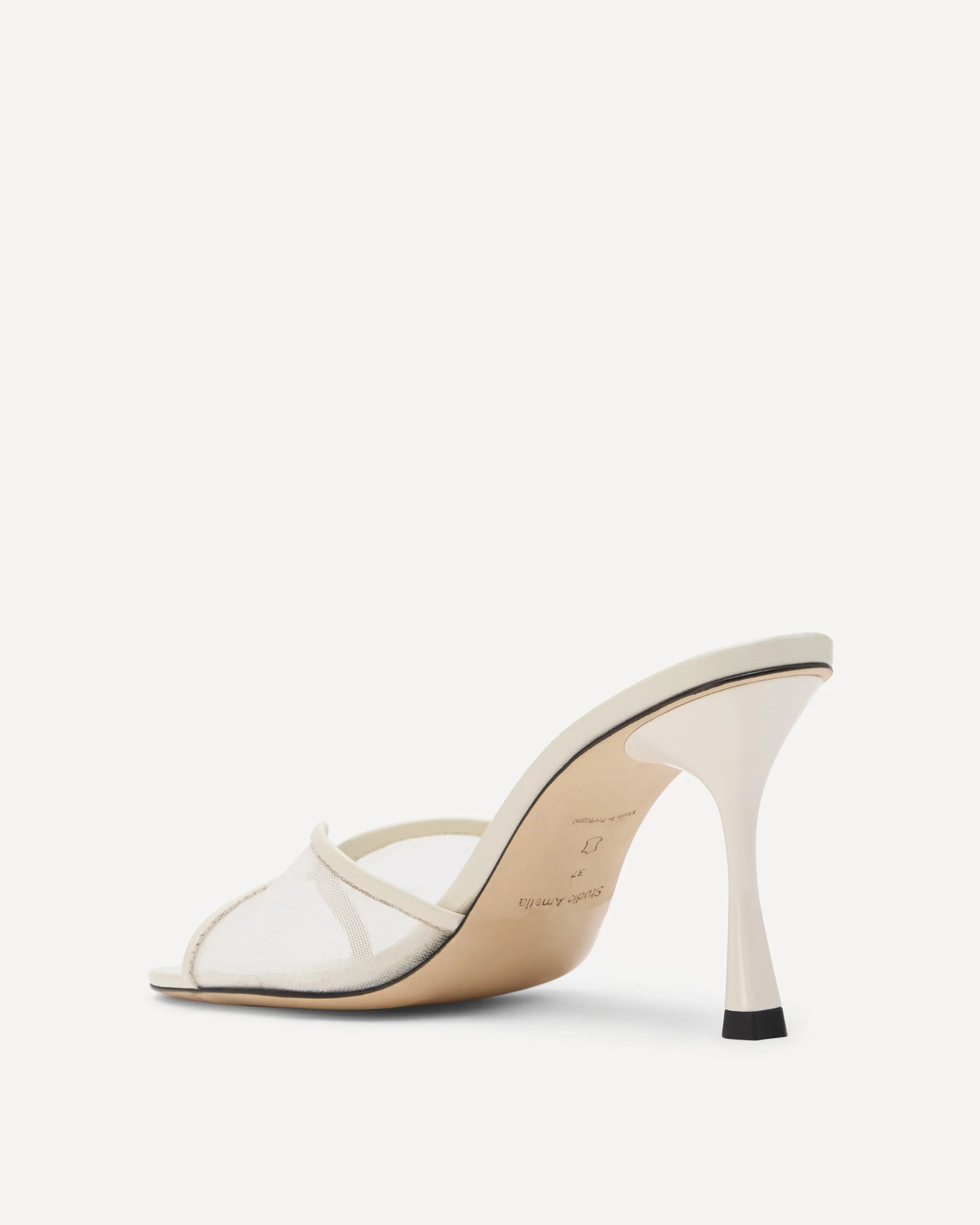White mesh sandals with high heel