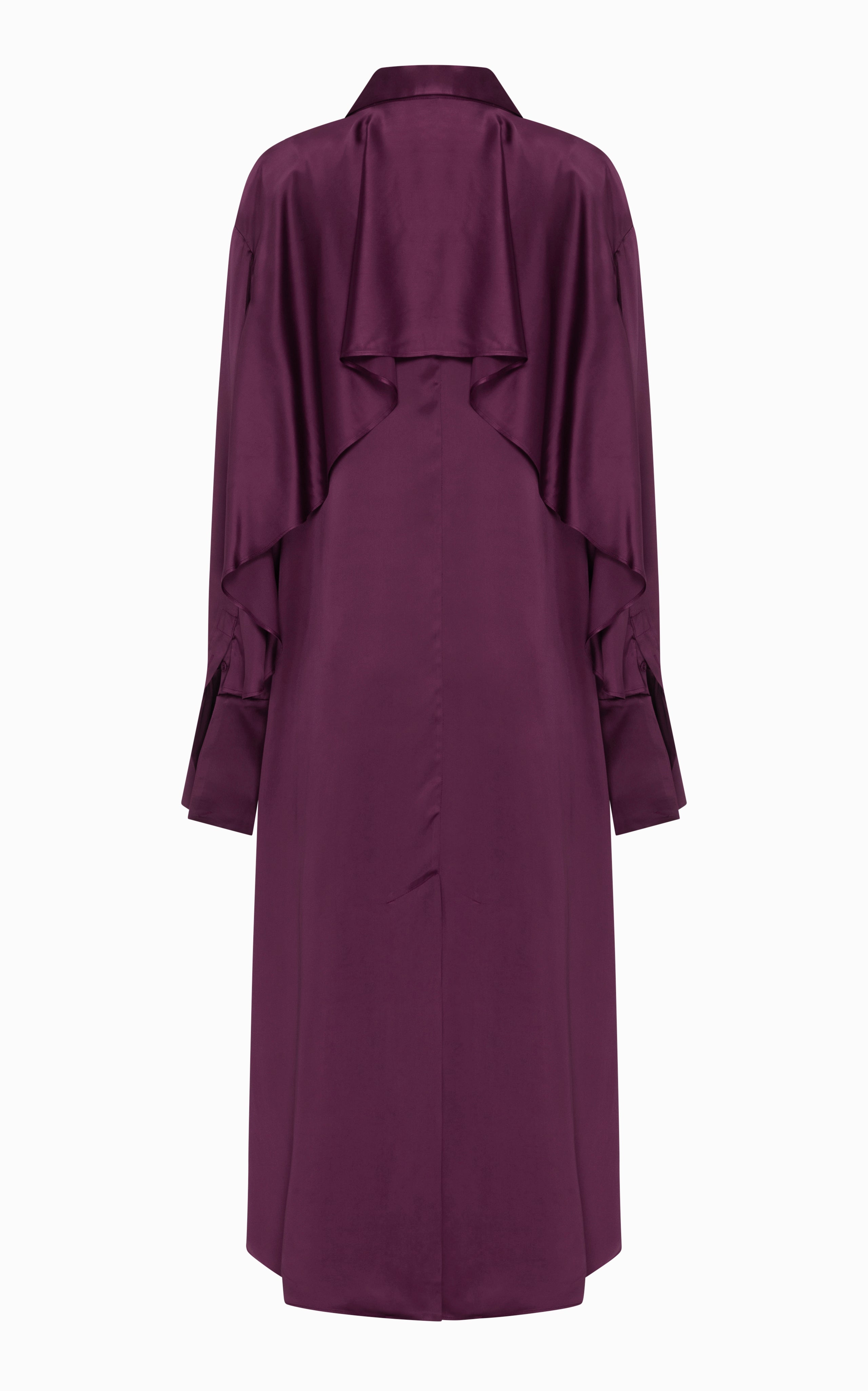 Magma Draped Back Shirt Dress | Aubergine Viscose