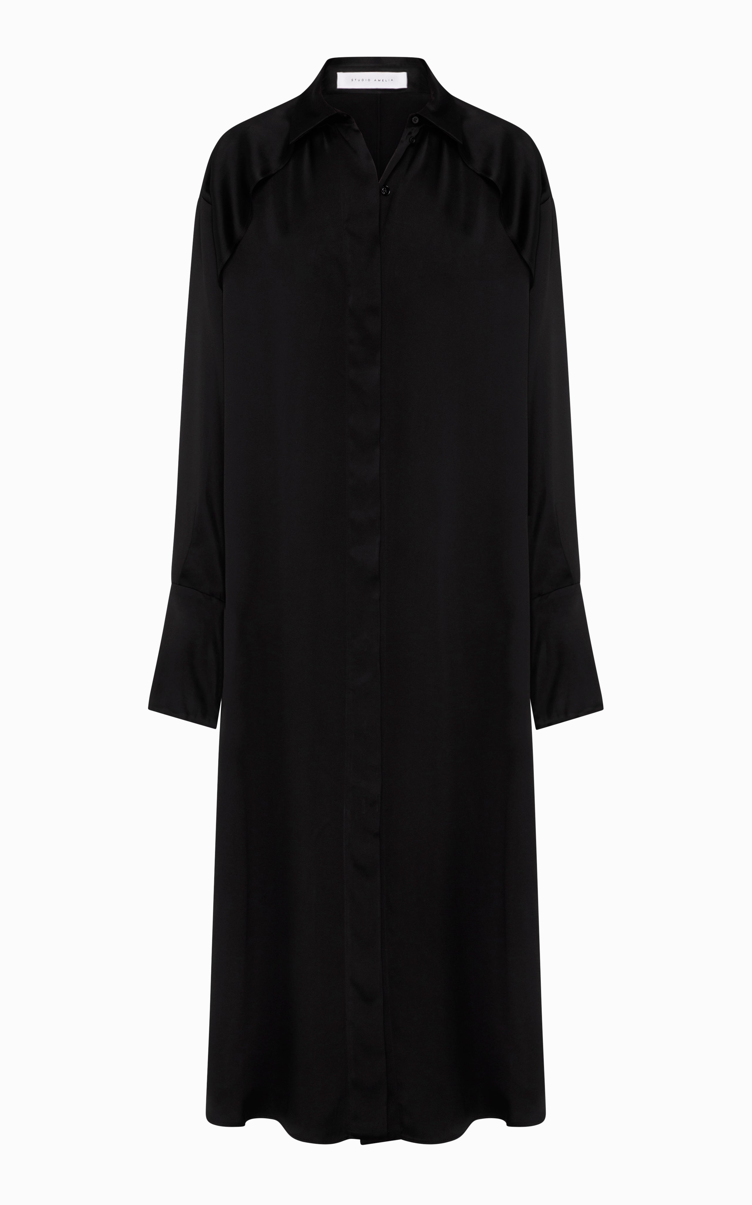 Magma Draped Back Shirt Dress | Black Viscose