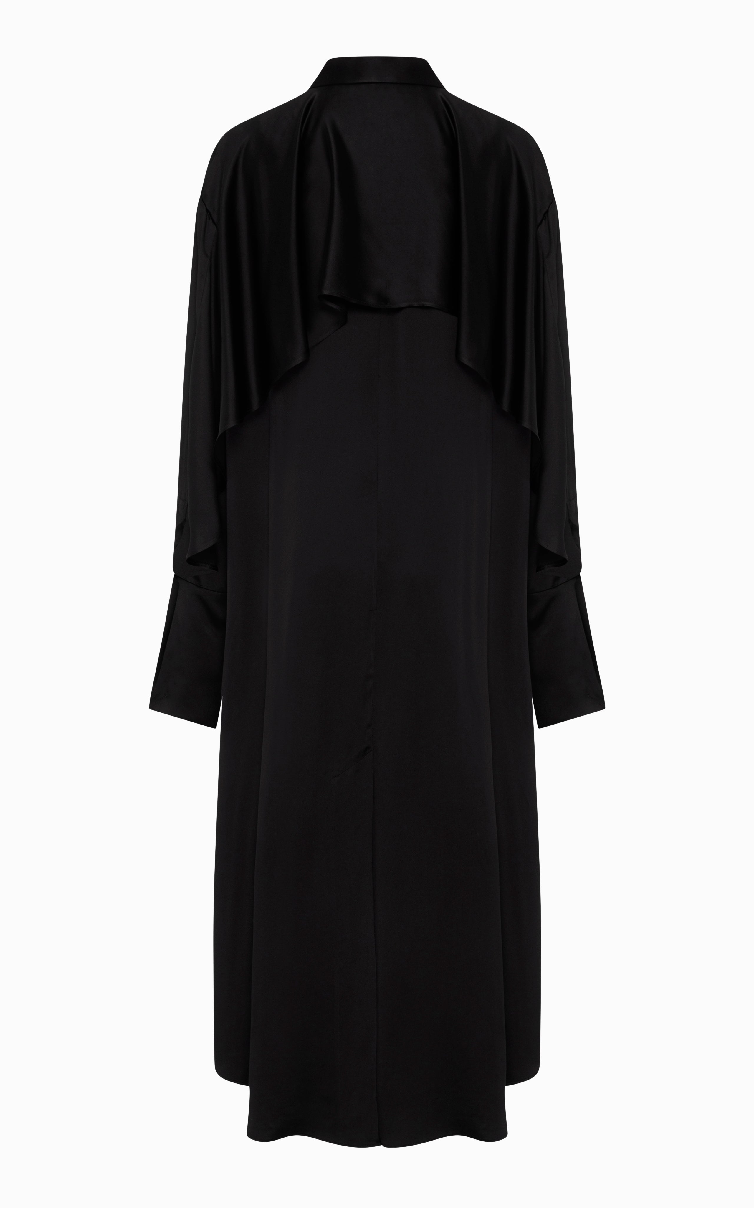 Magma Draped Back Shirt Dress | Black Viscose