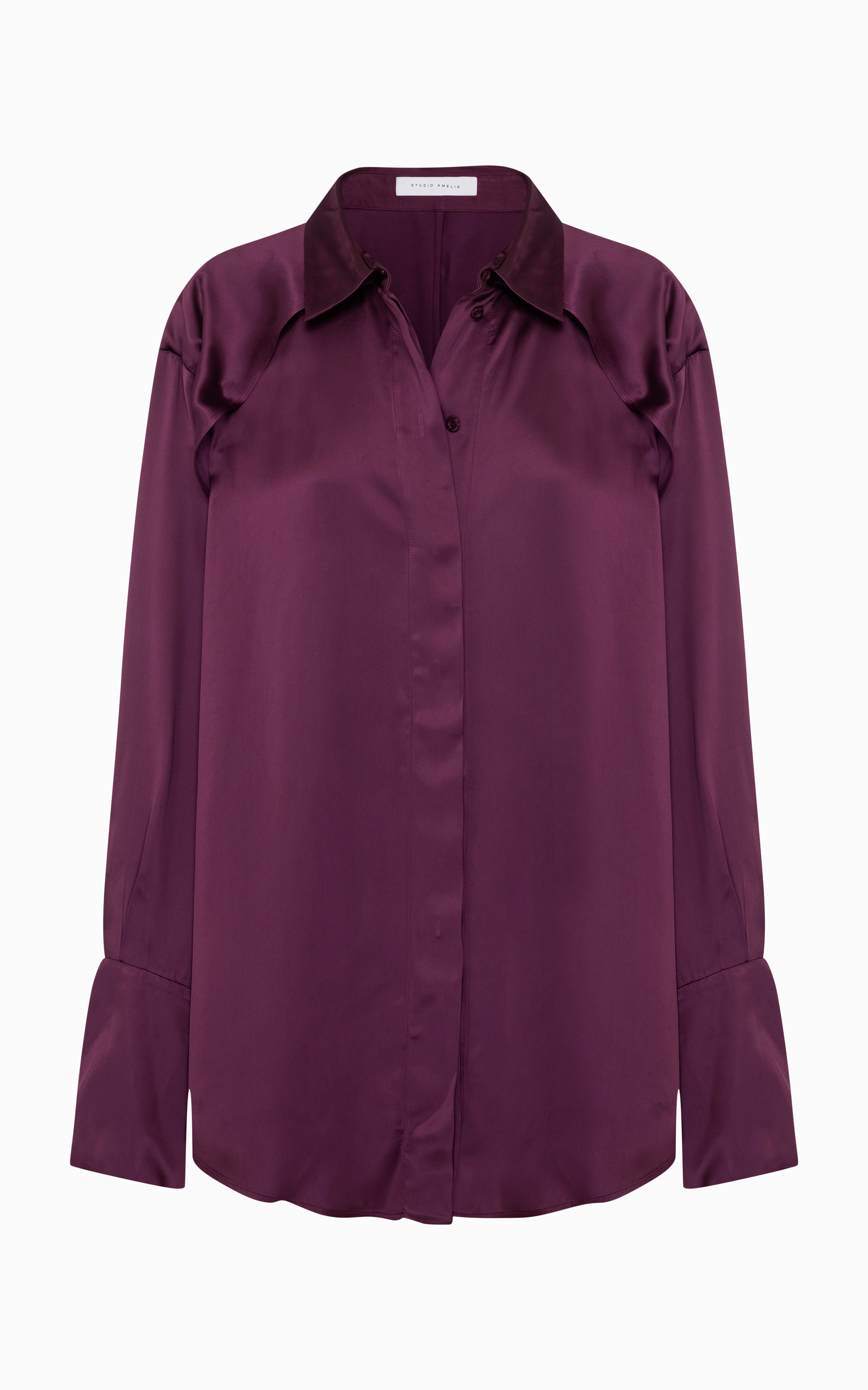 Magma Draped Back Shirt | Aubergine Viscose