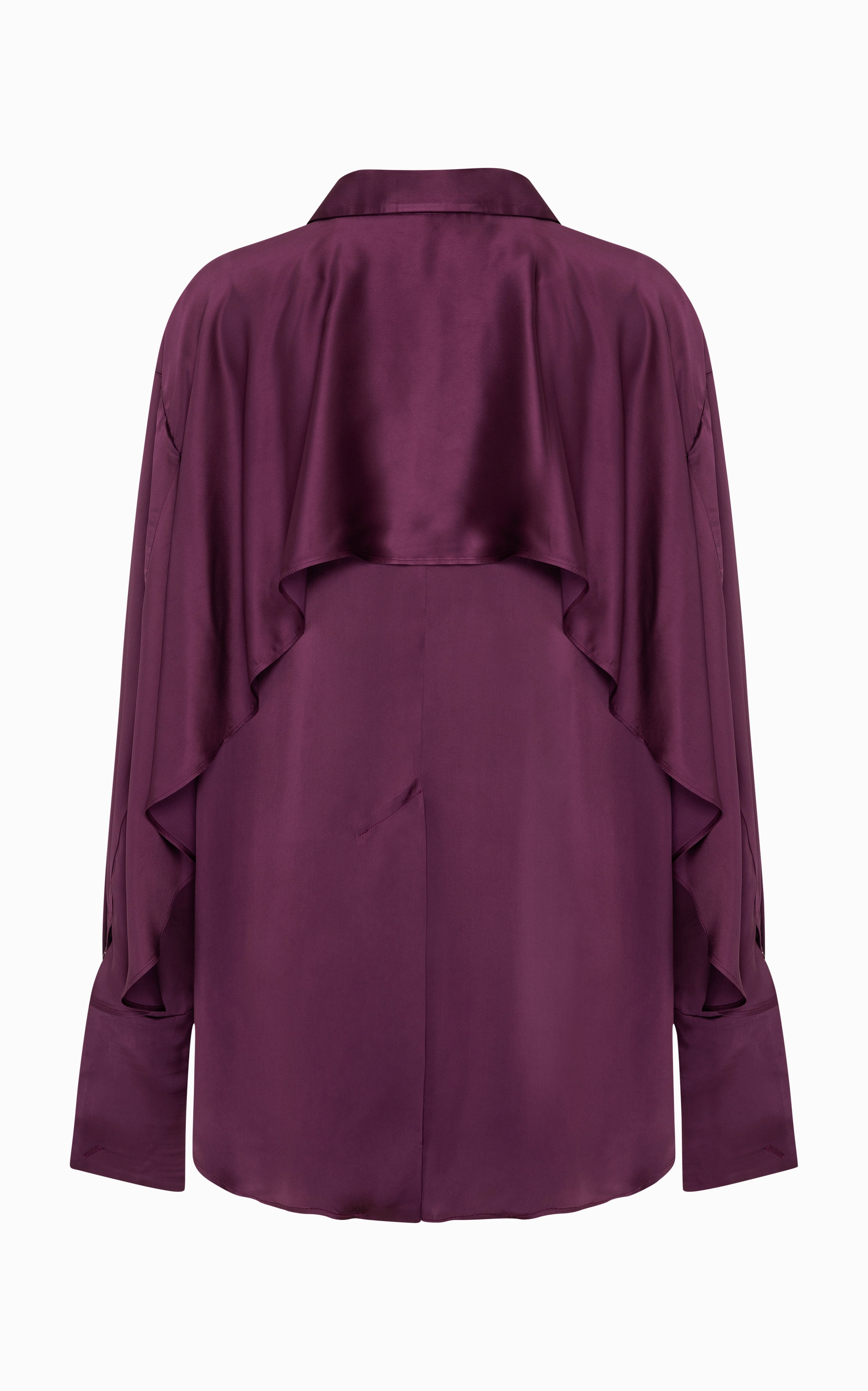 Magma Draped Back Shirt | Aubergine Viscose
