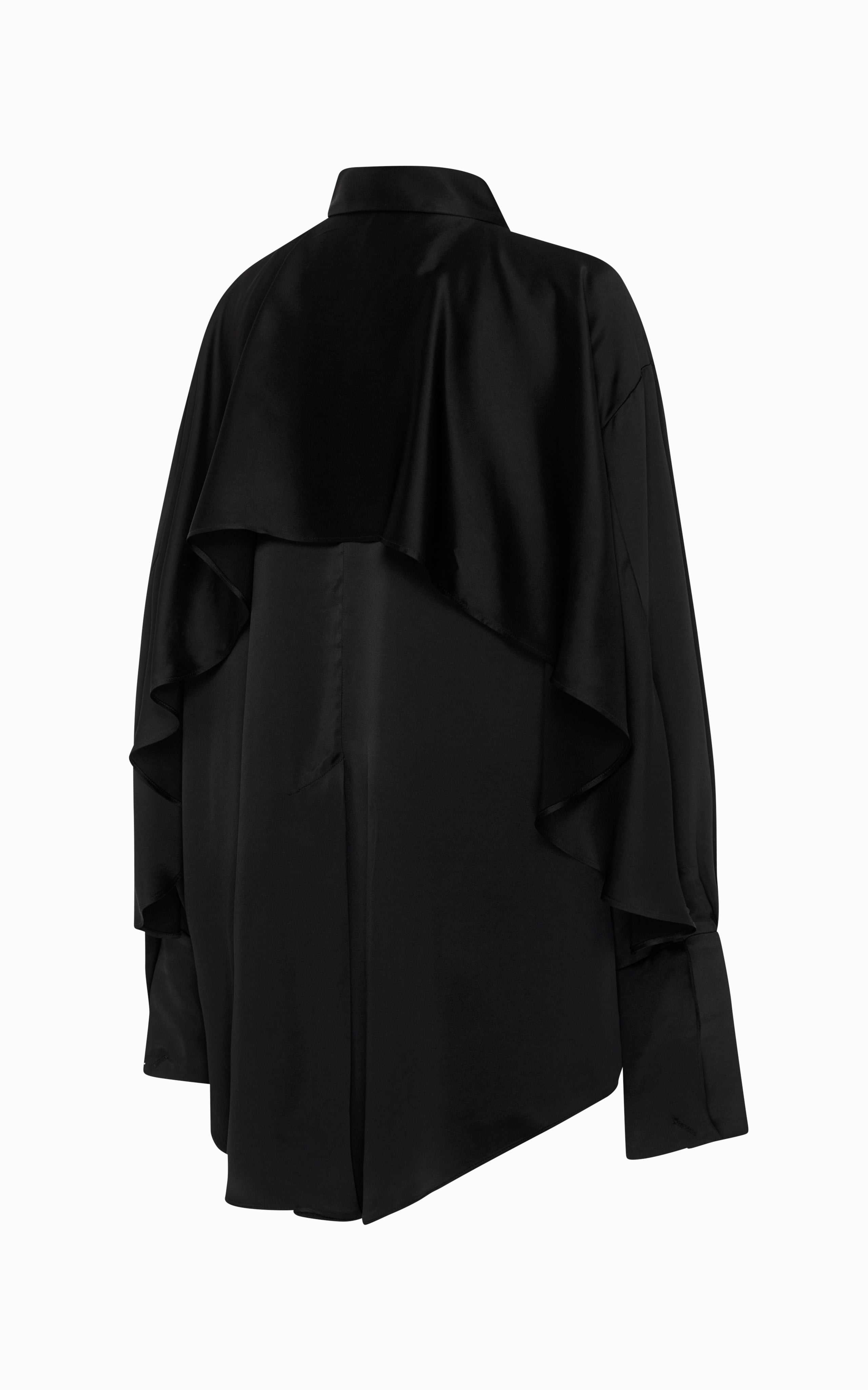 Magma Draped Back Shirt | Black Silk