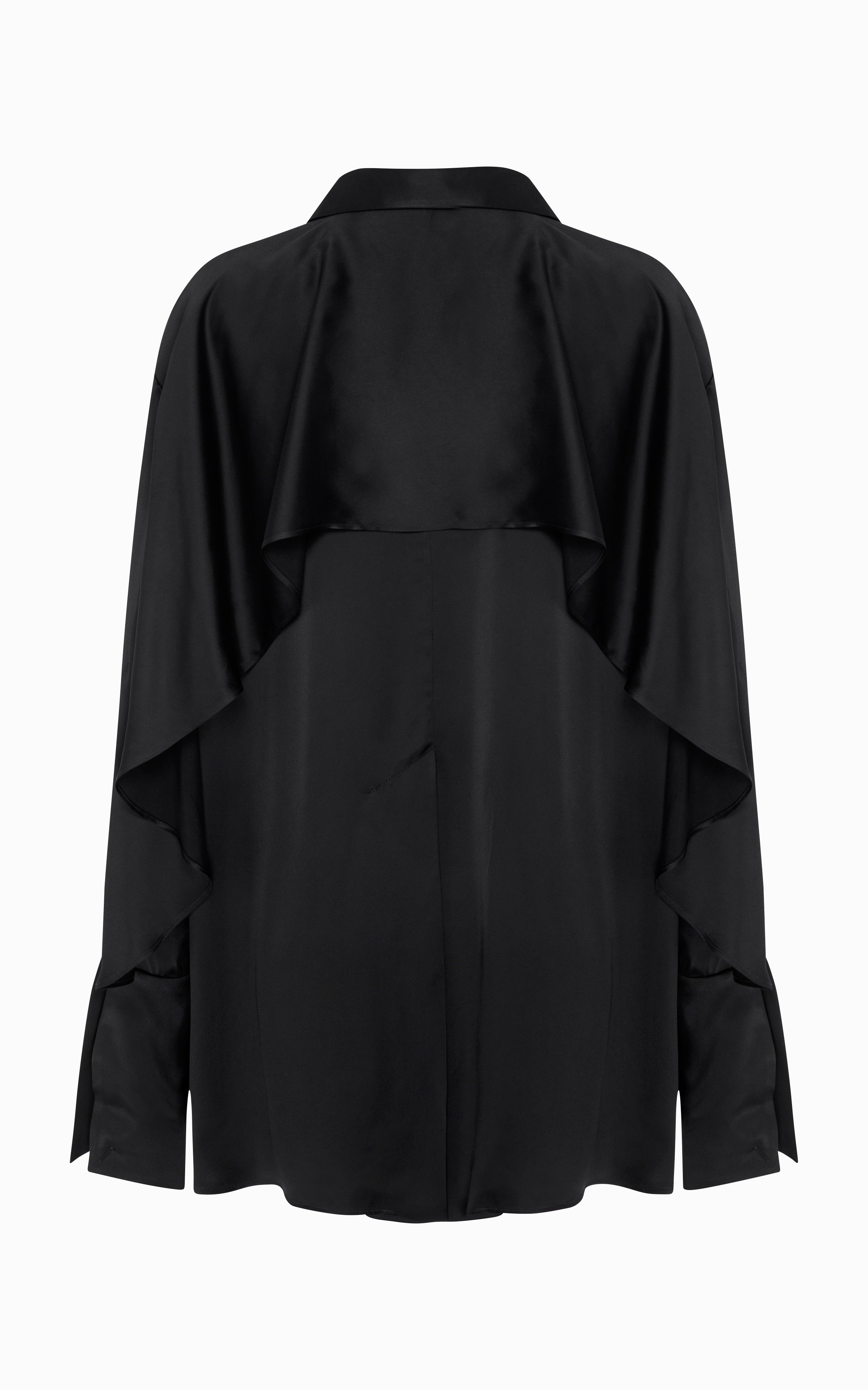 Magma Draped Back Shirt | Black Silk