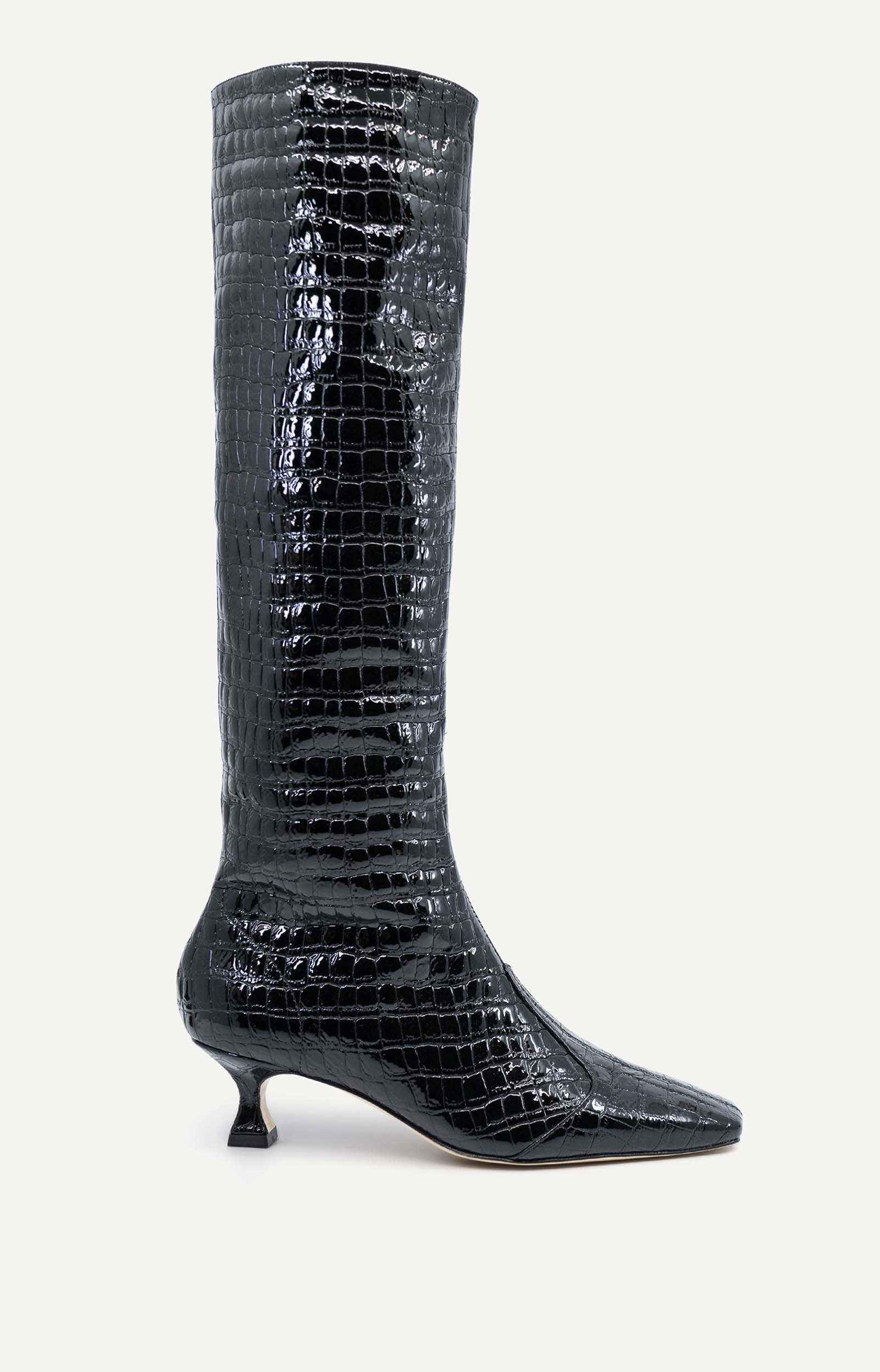 Maverick Calf Boot | Black Crocodile
