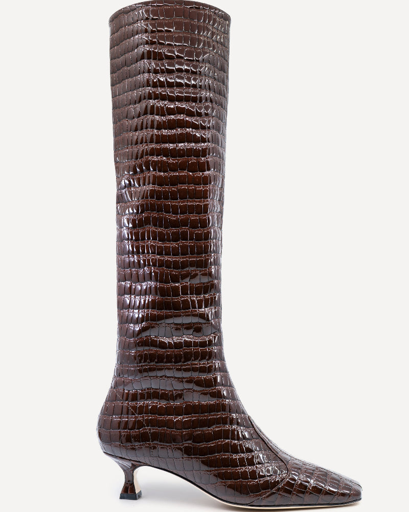 Maverick Calf Boot | Burgundy Crocodile