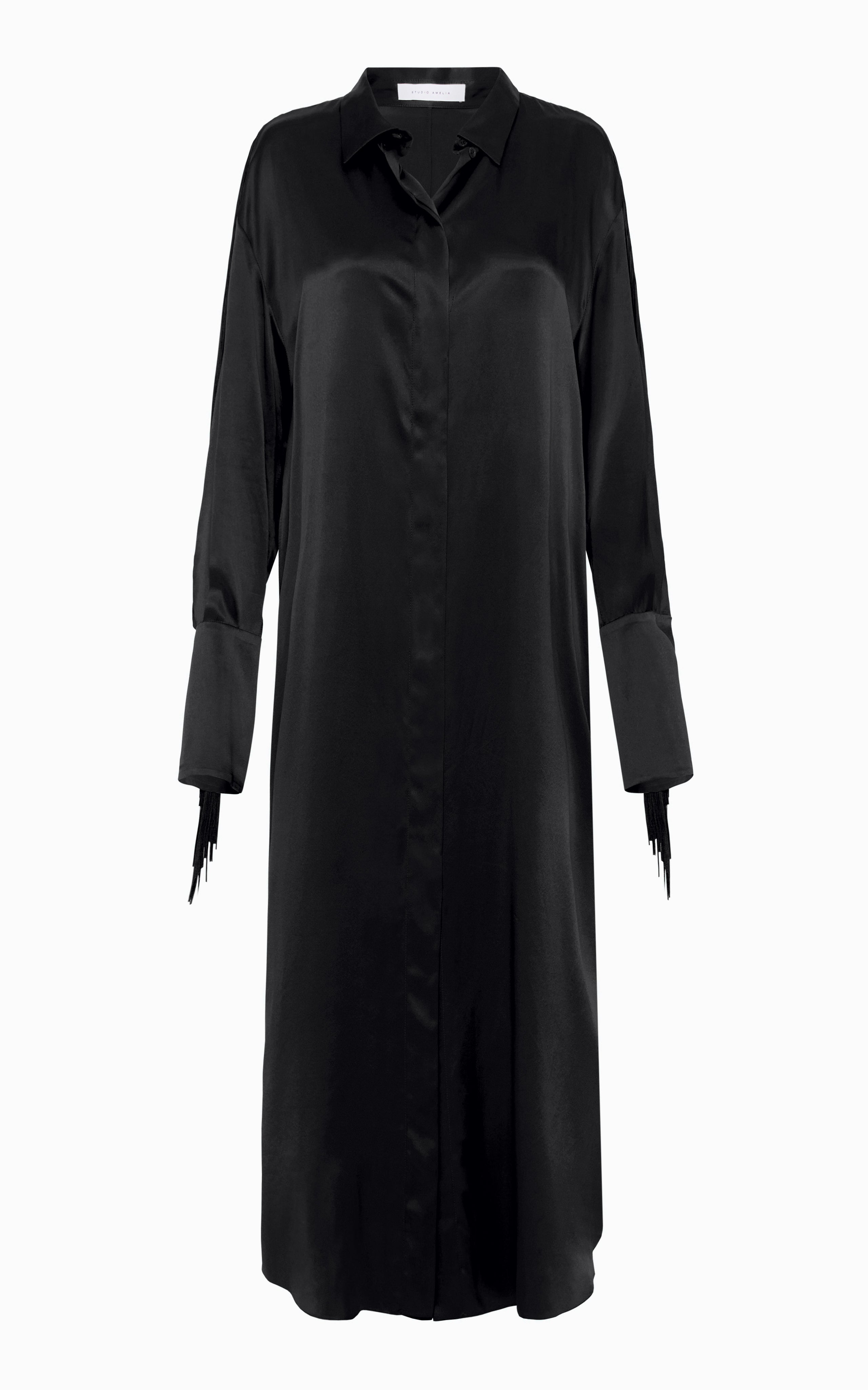 Nettle Fringed Shirt Dress | Black