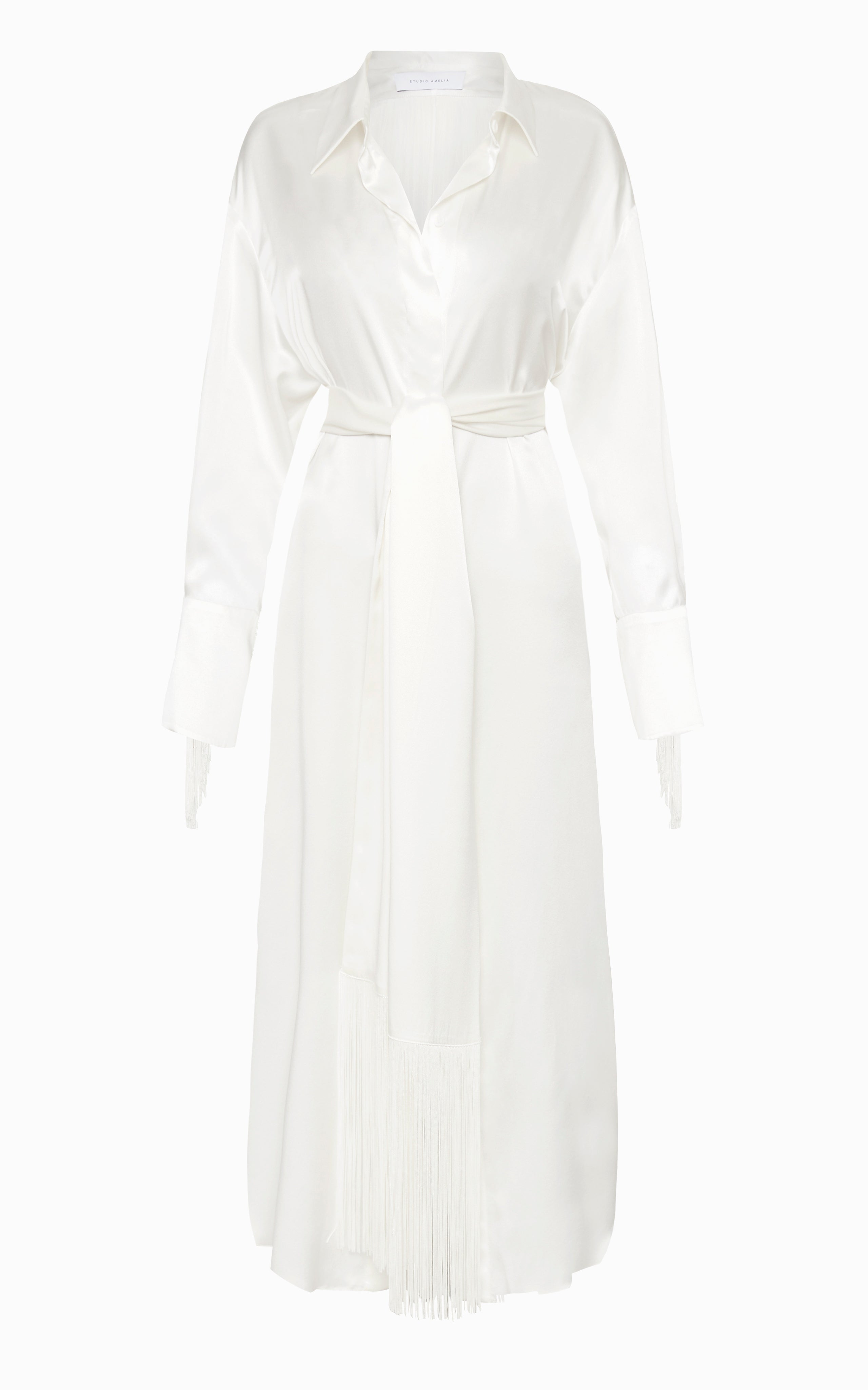 Nettle Fringed Shirt Dress | Ivory