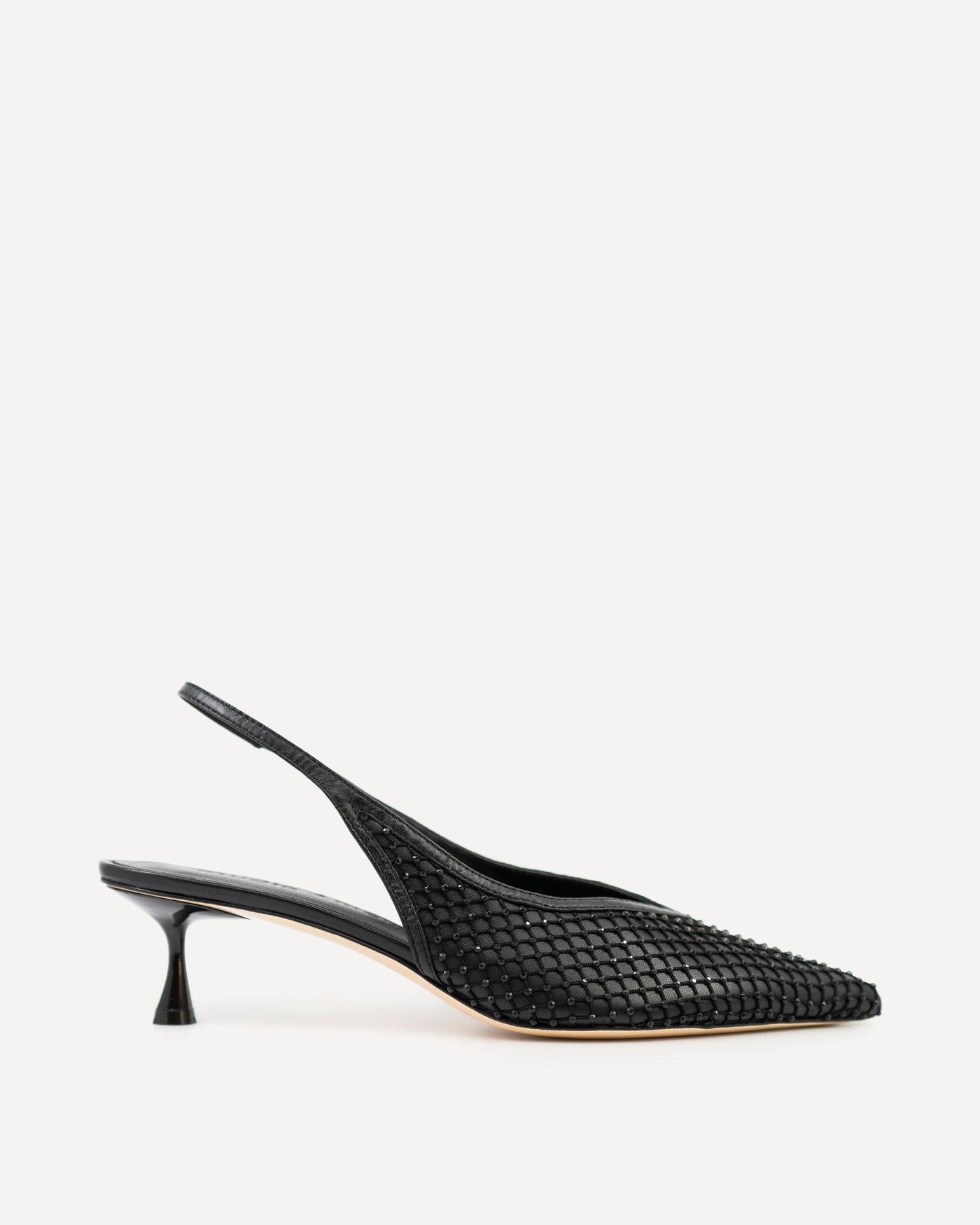 Razor 50 Heel | Black Mesh Diamante