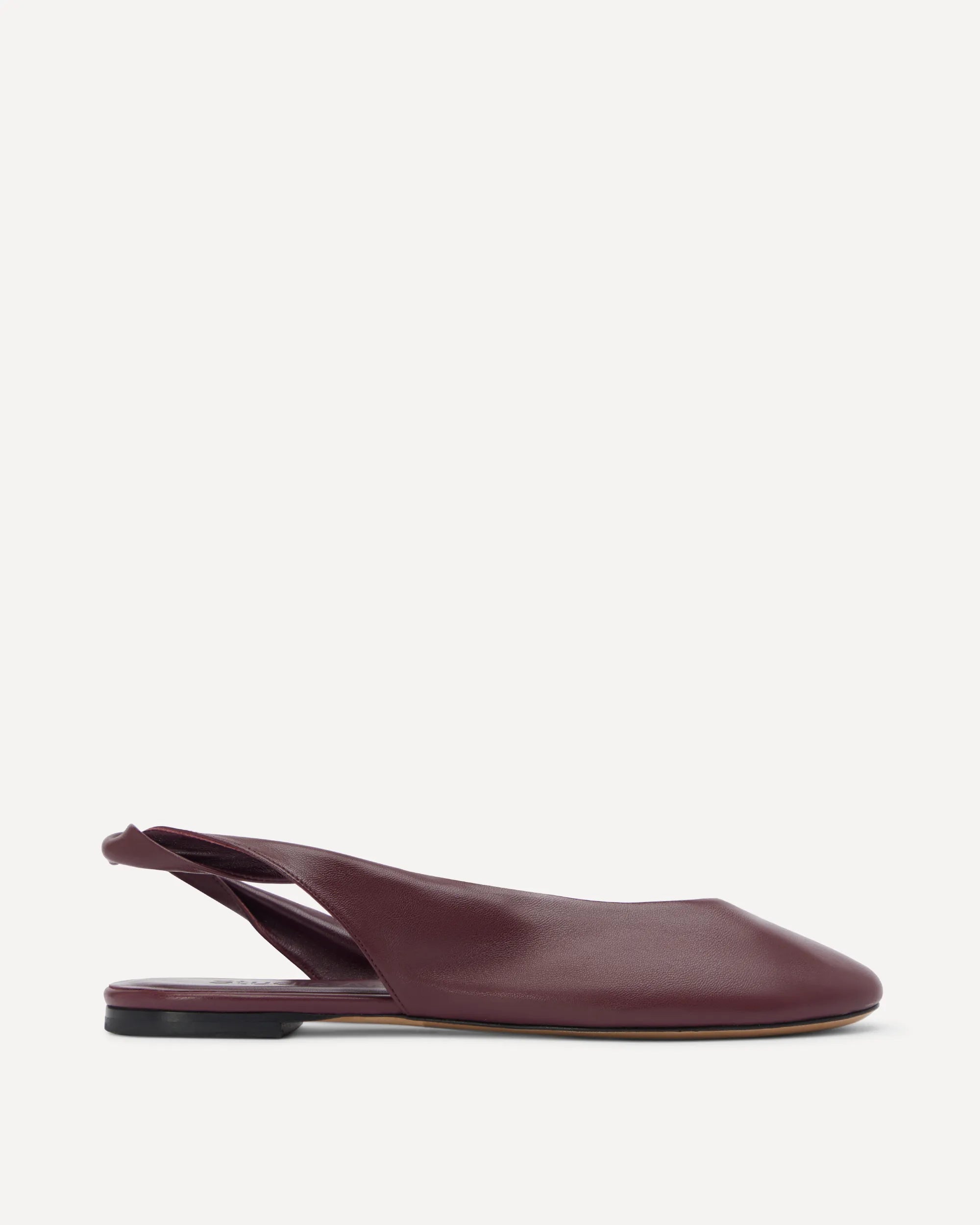 Burgundy flats with a slingback design