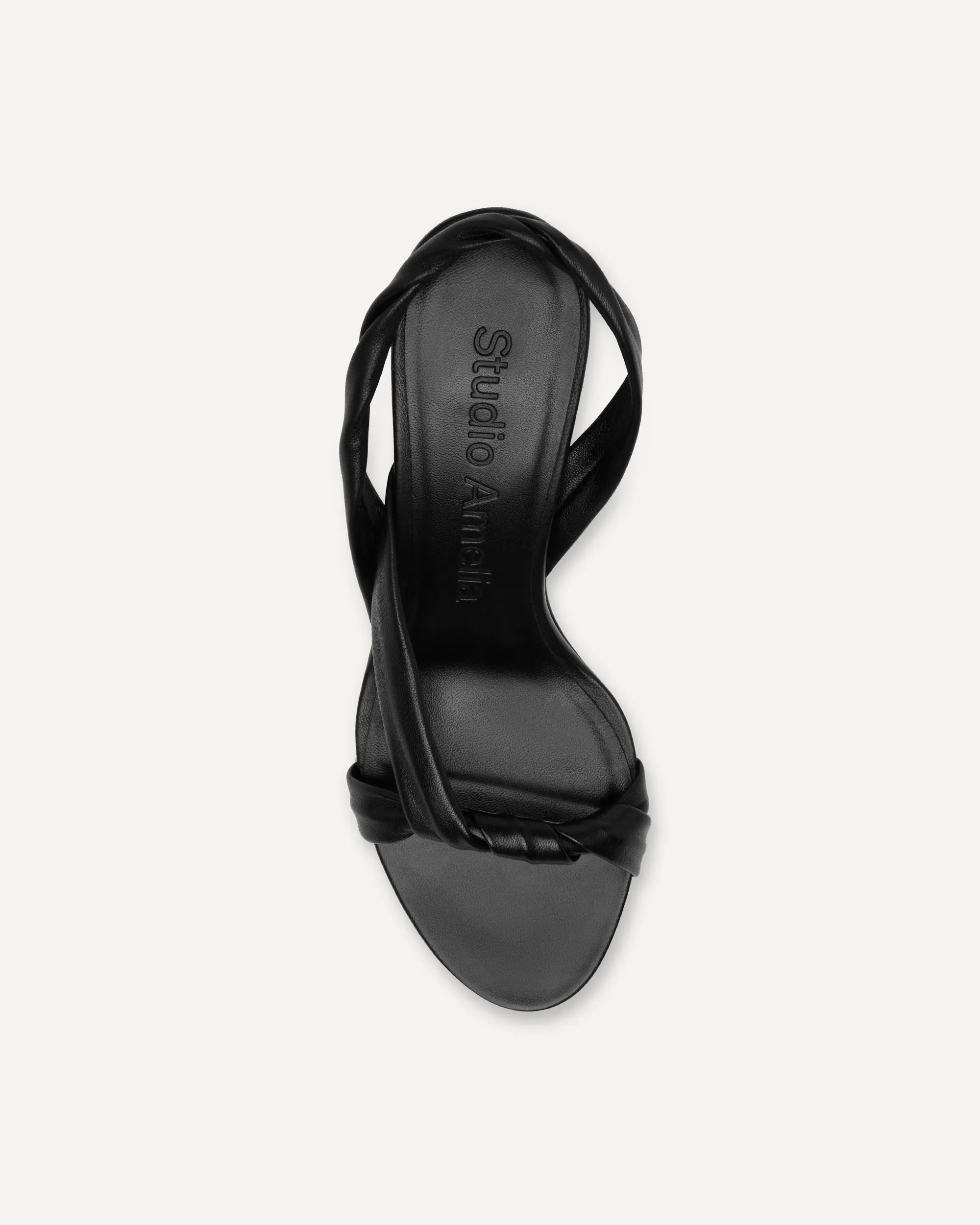A black leather strappy sandal for summer