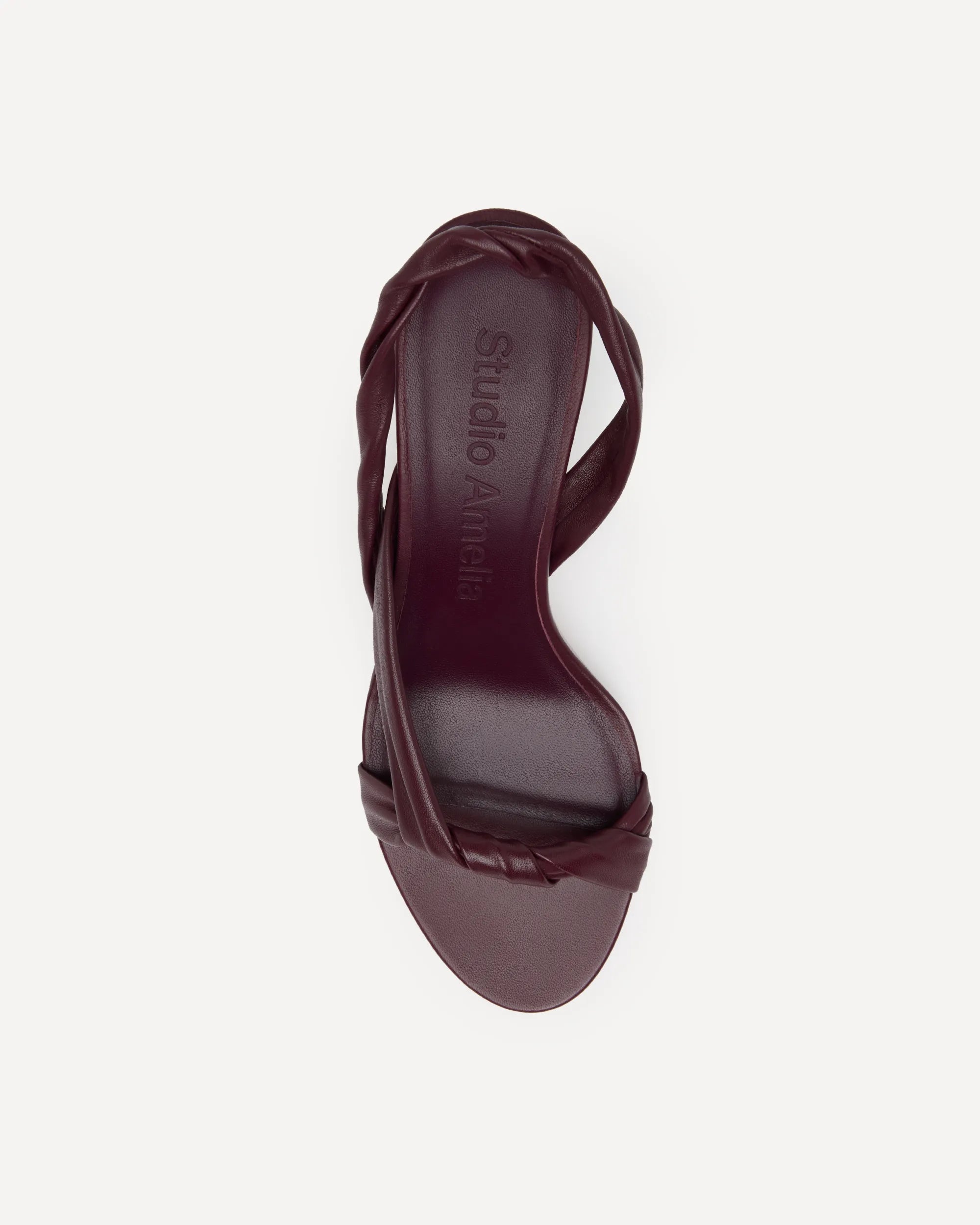 A burgundy leather strappy sandal for summer