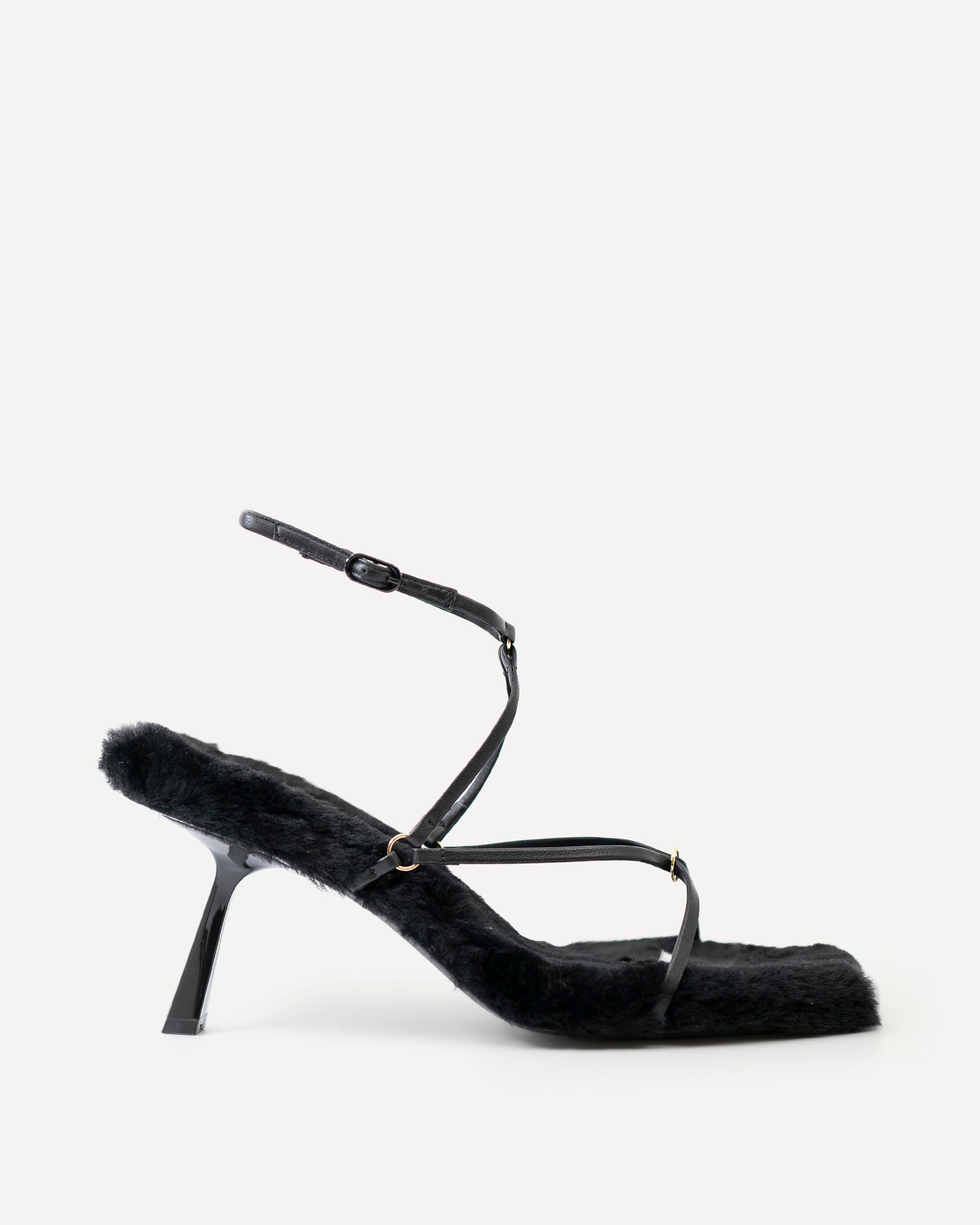 Sissonne 80 Heel | Black Shearling