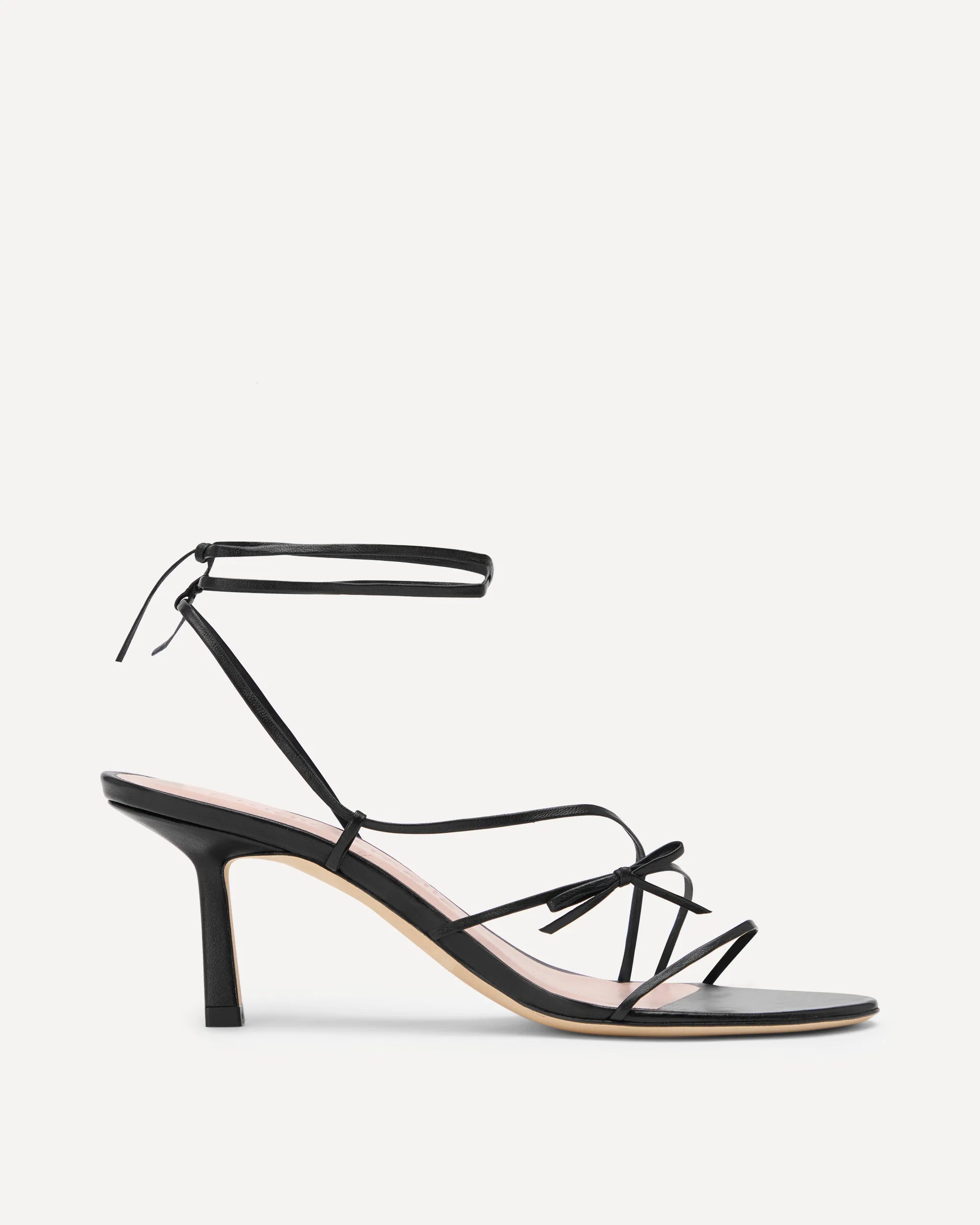 A black strappy sandal with ankle strap
