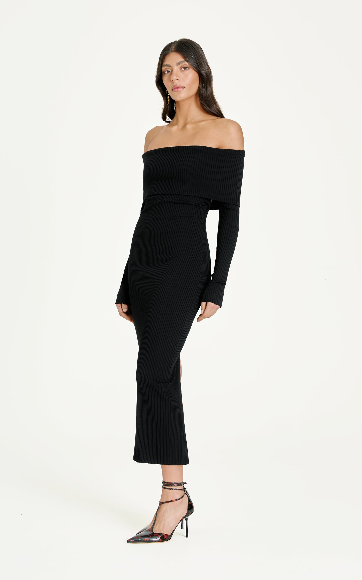 Ravine Rib Midi Dress | Black