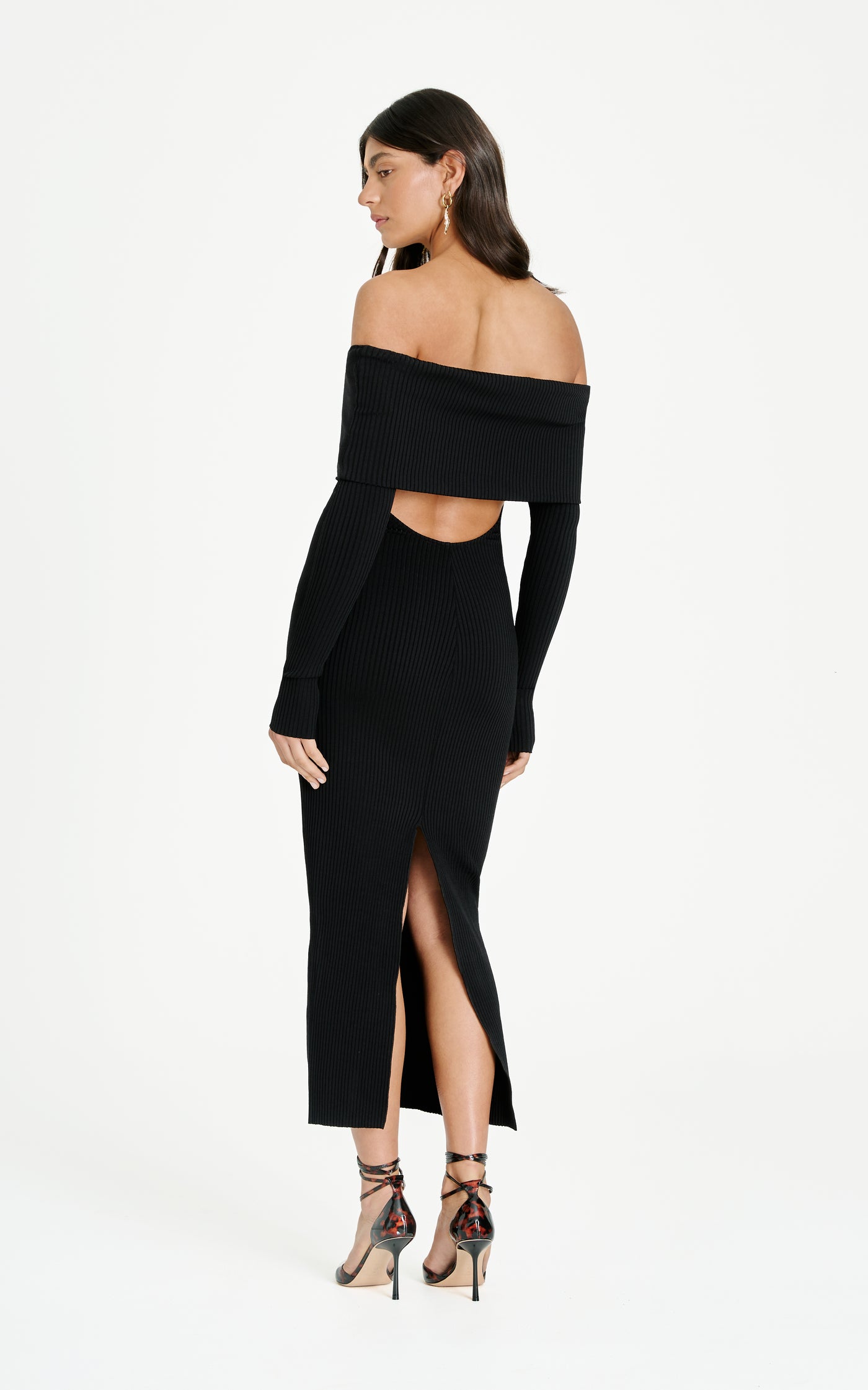 Ravine Rib Midi Dress | Black