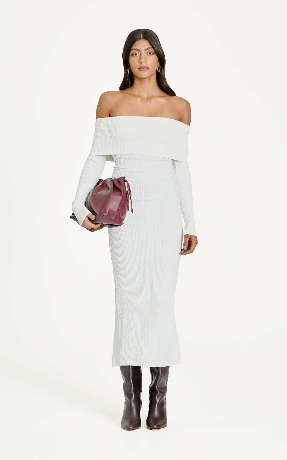 Ravine Rib Midi Dress | Ivory