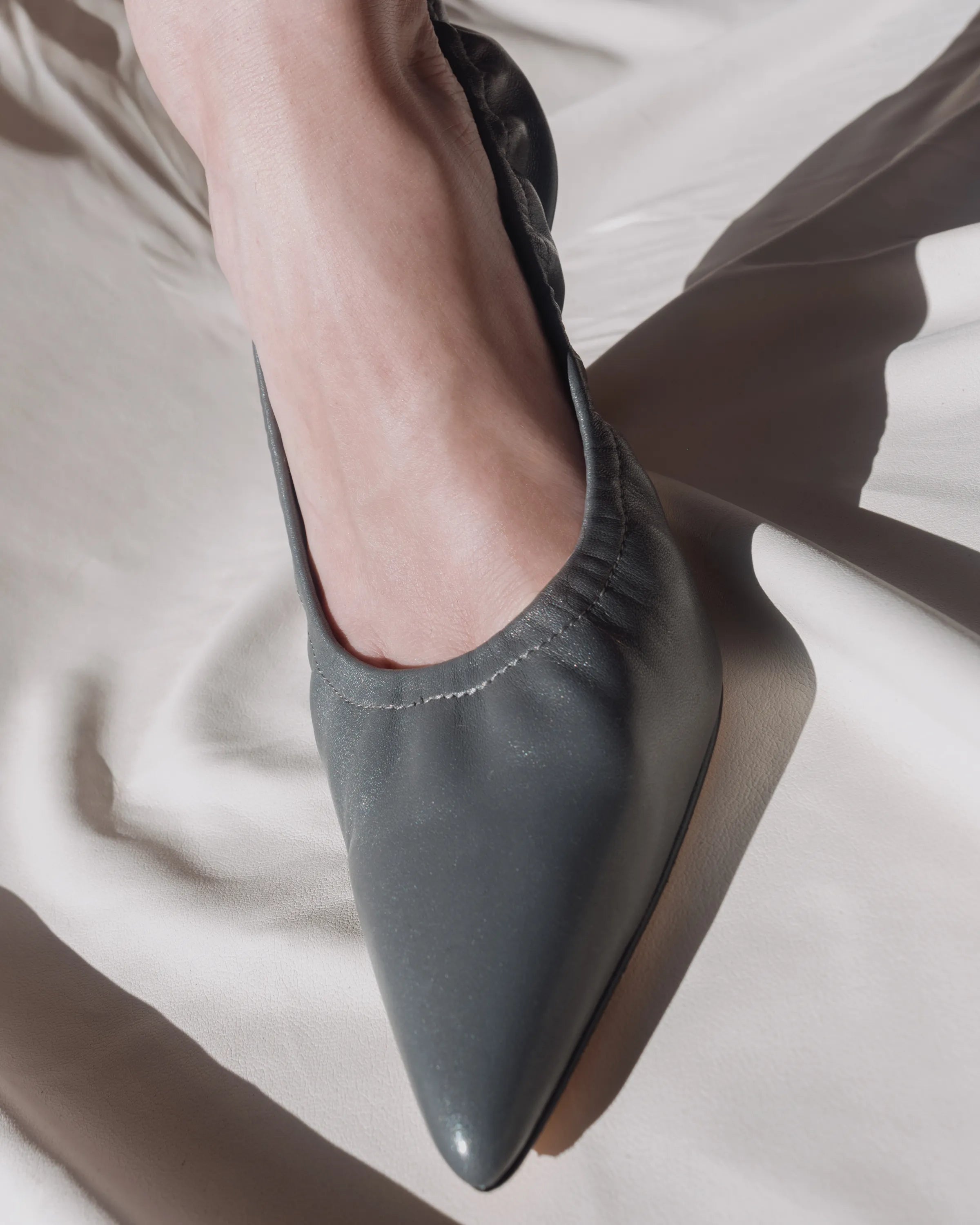 dark grey leather pumps for women