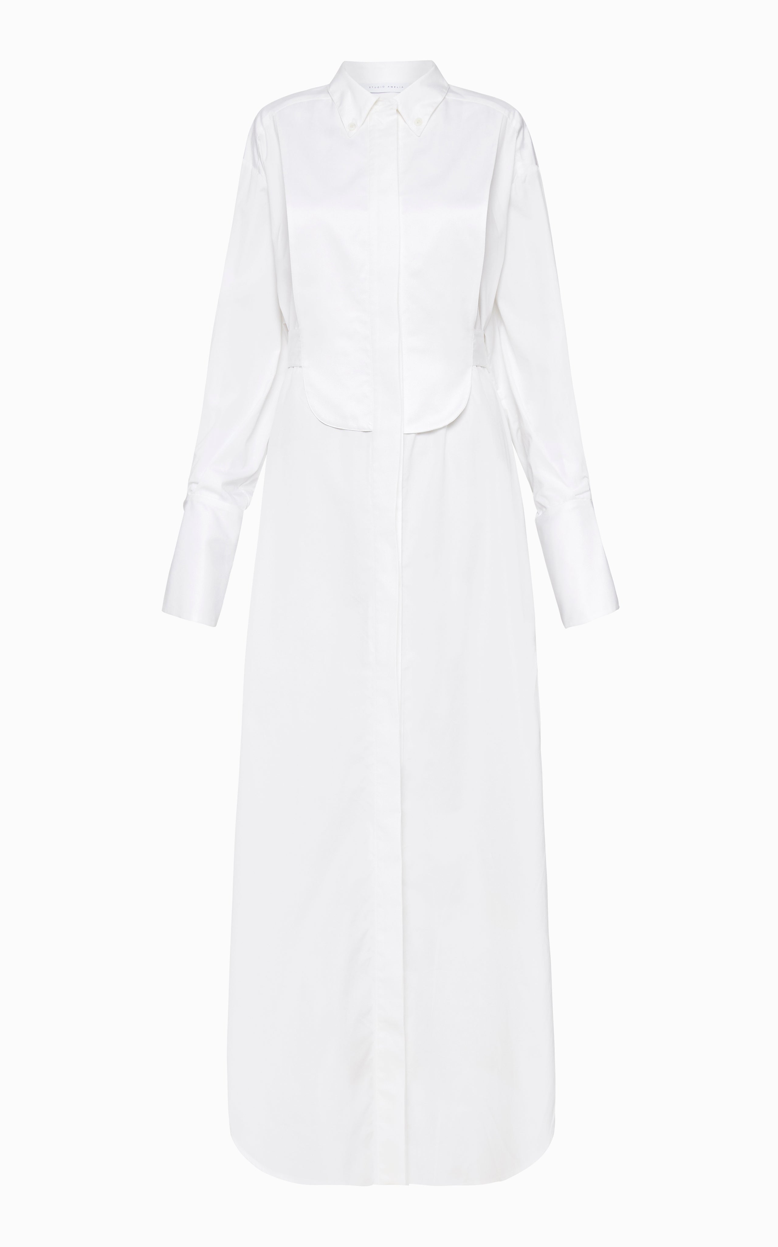 Tendril Bib Shirt Dress | White