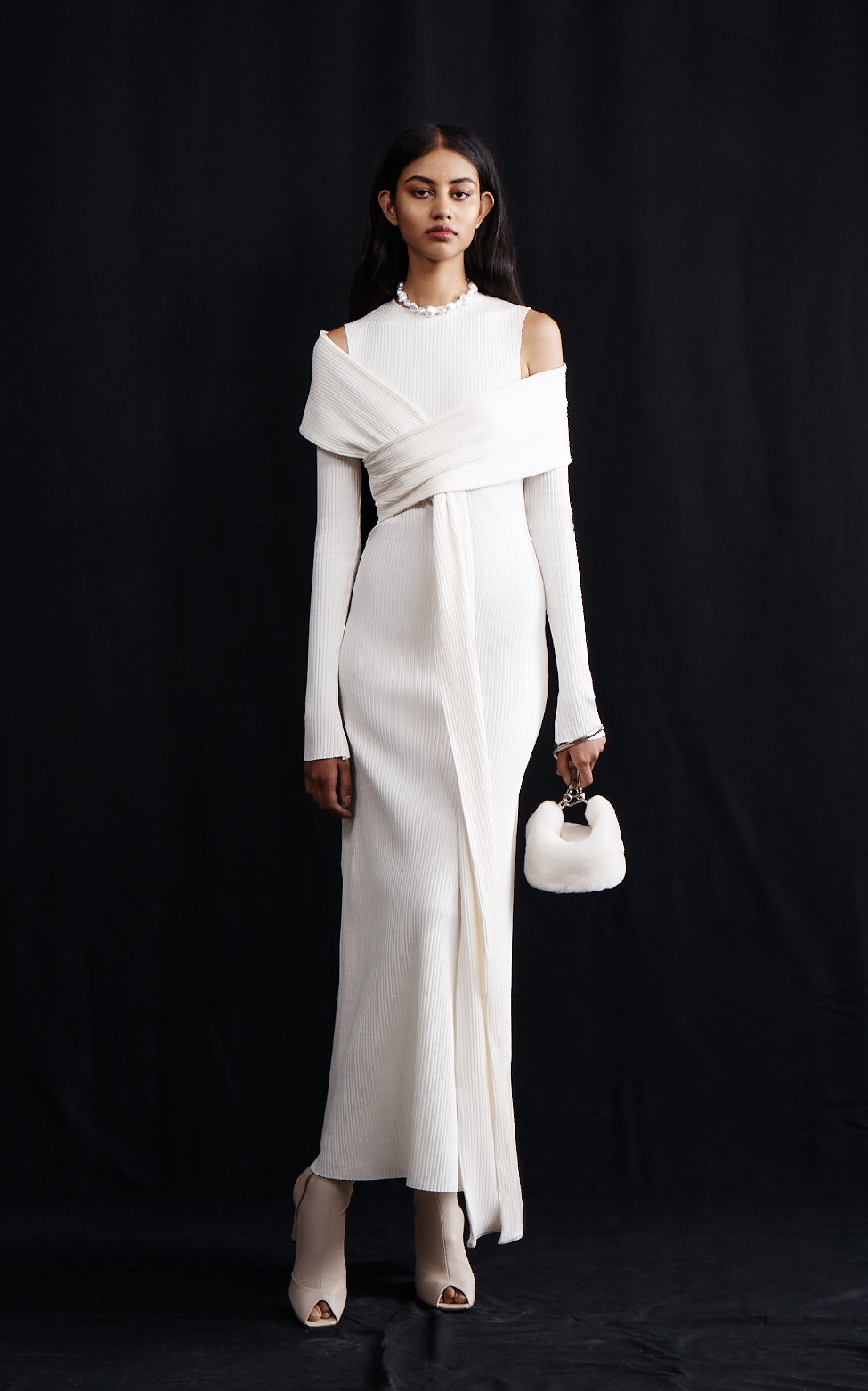 Bandage Rib Midi Dress | Ivory - SAMPLE