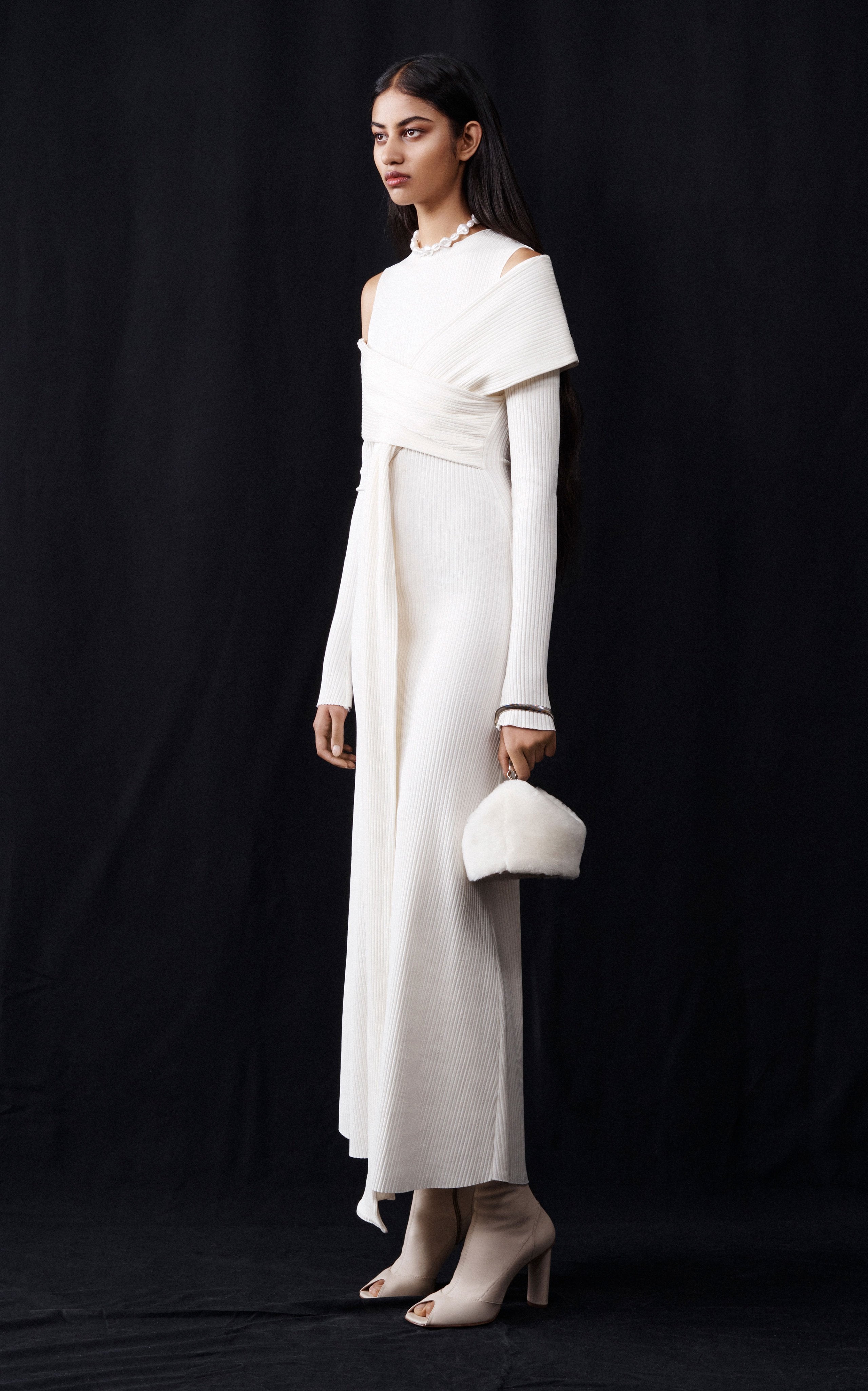 Bandage Rib Midi Dress | Ivory - SAMPLE