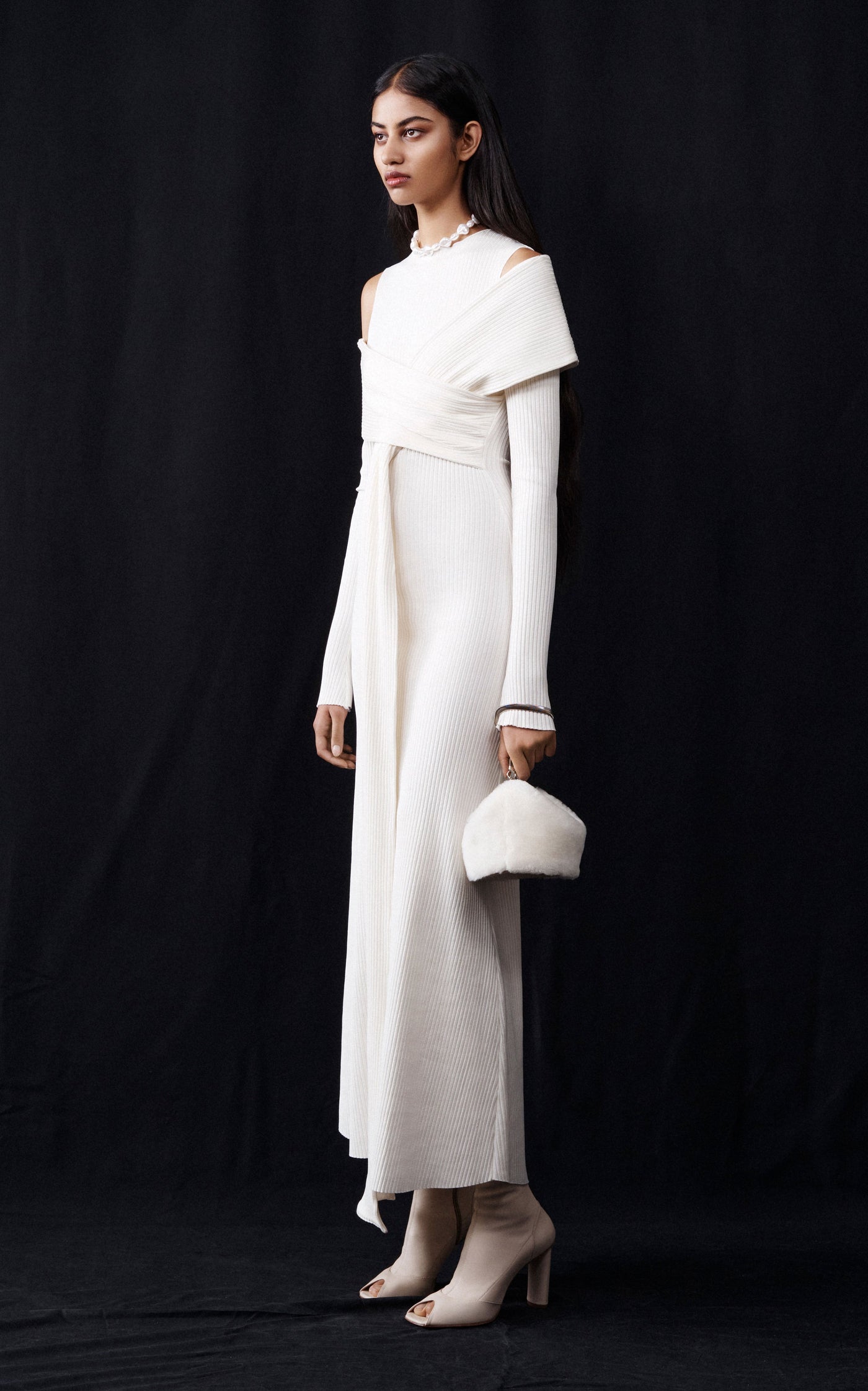 Bandage Rib Midi Dress | Ivory - SAMPLE