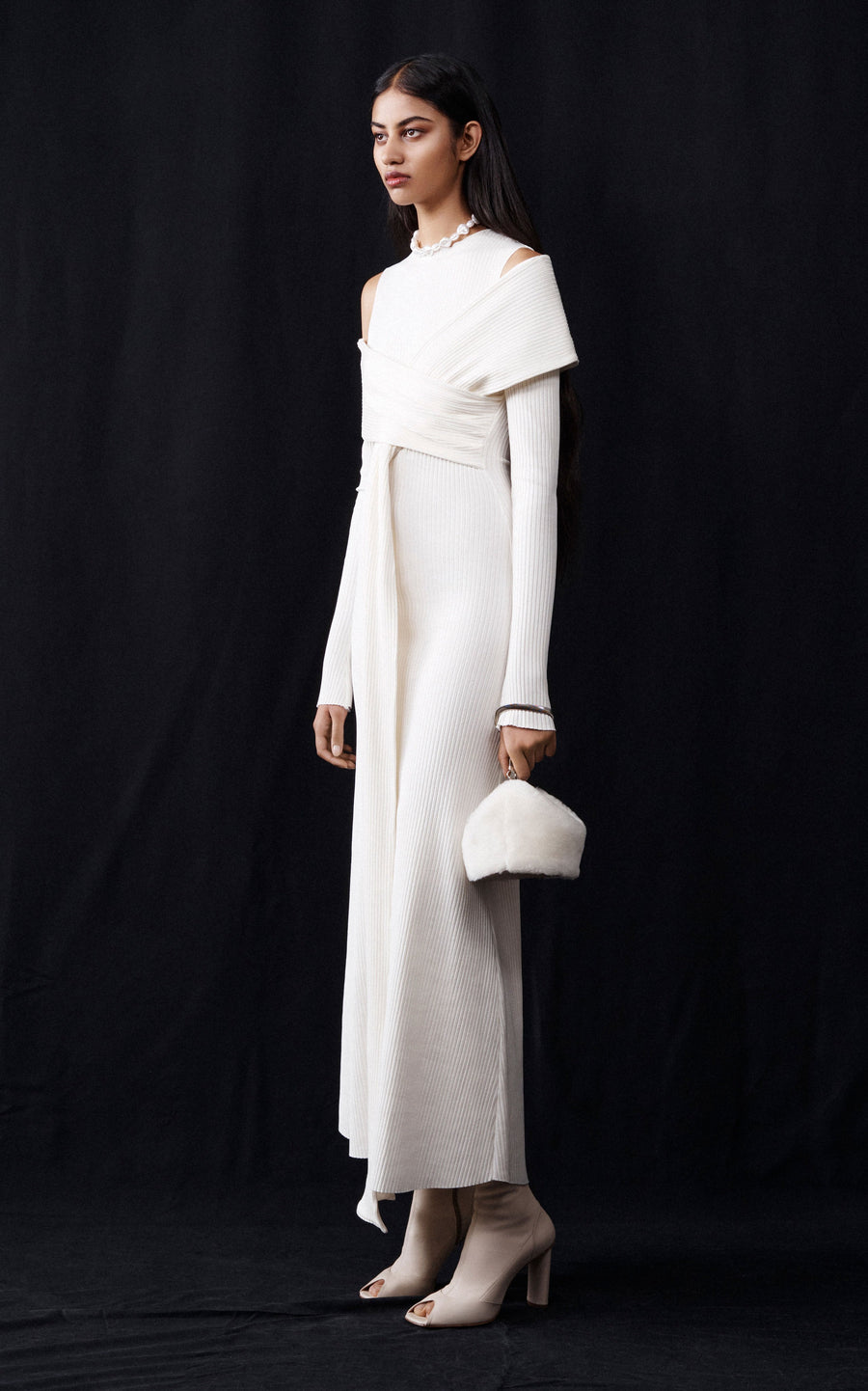 Bandage Rib Midi Dress | Ivory - SAMPLE