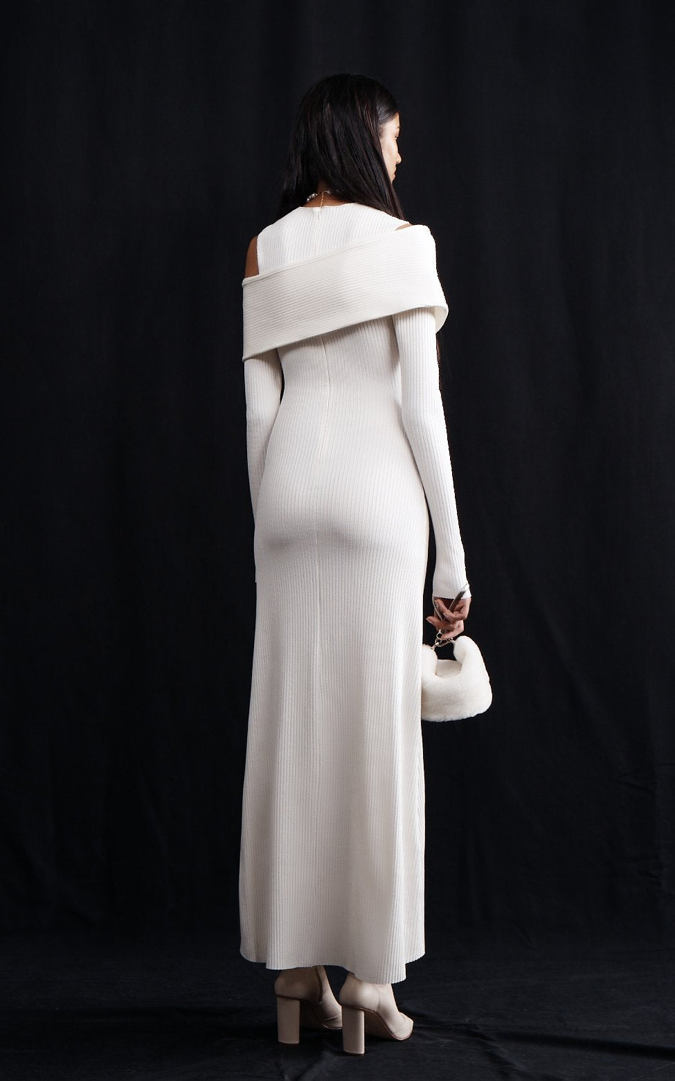 Bandage Rib Midi Dress | Ivory - SAMPLE
