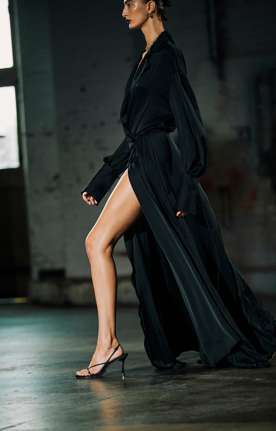 Alchemist Draped Wrap Maxi Dress | Black