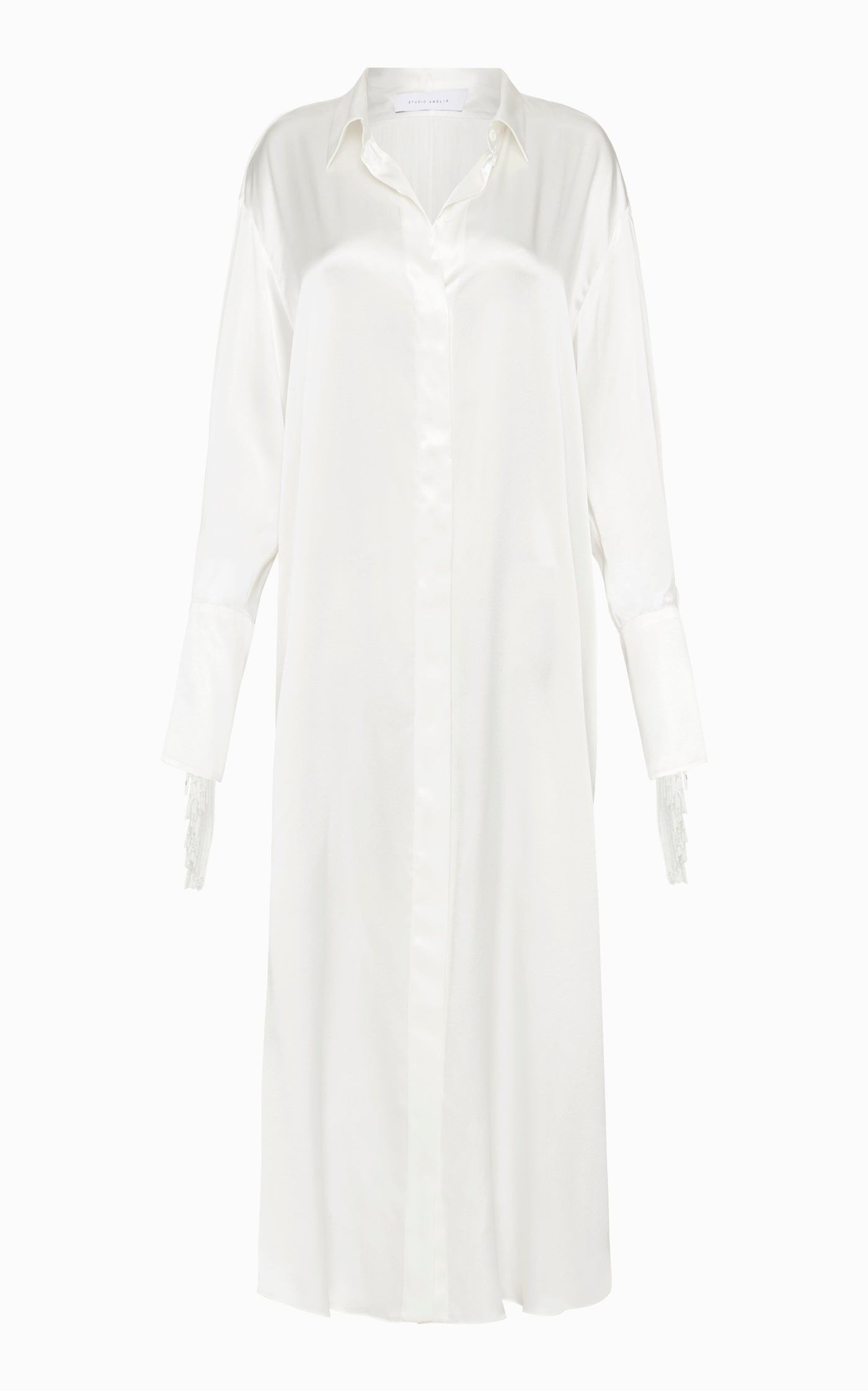 Nettle Fringed Shirt Dress | Ivory