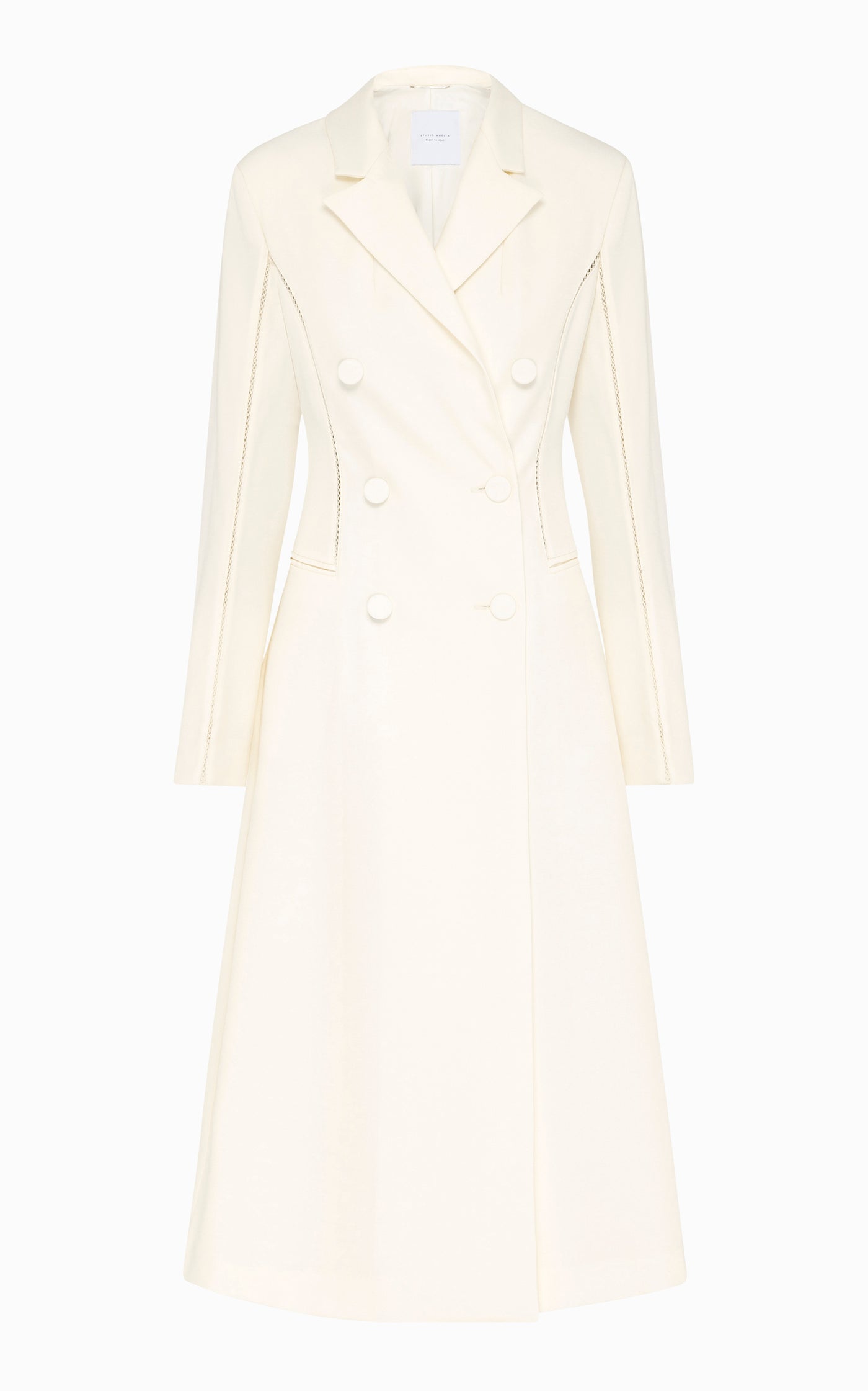 Triptych Spliced A-Line Coat | Ivory