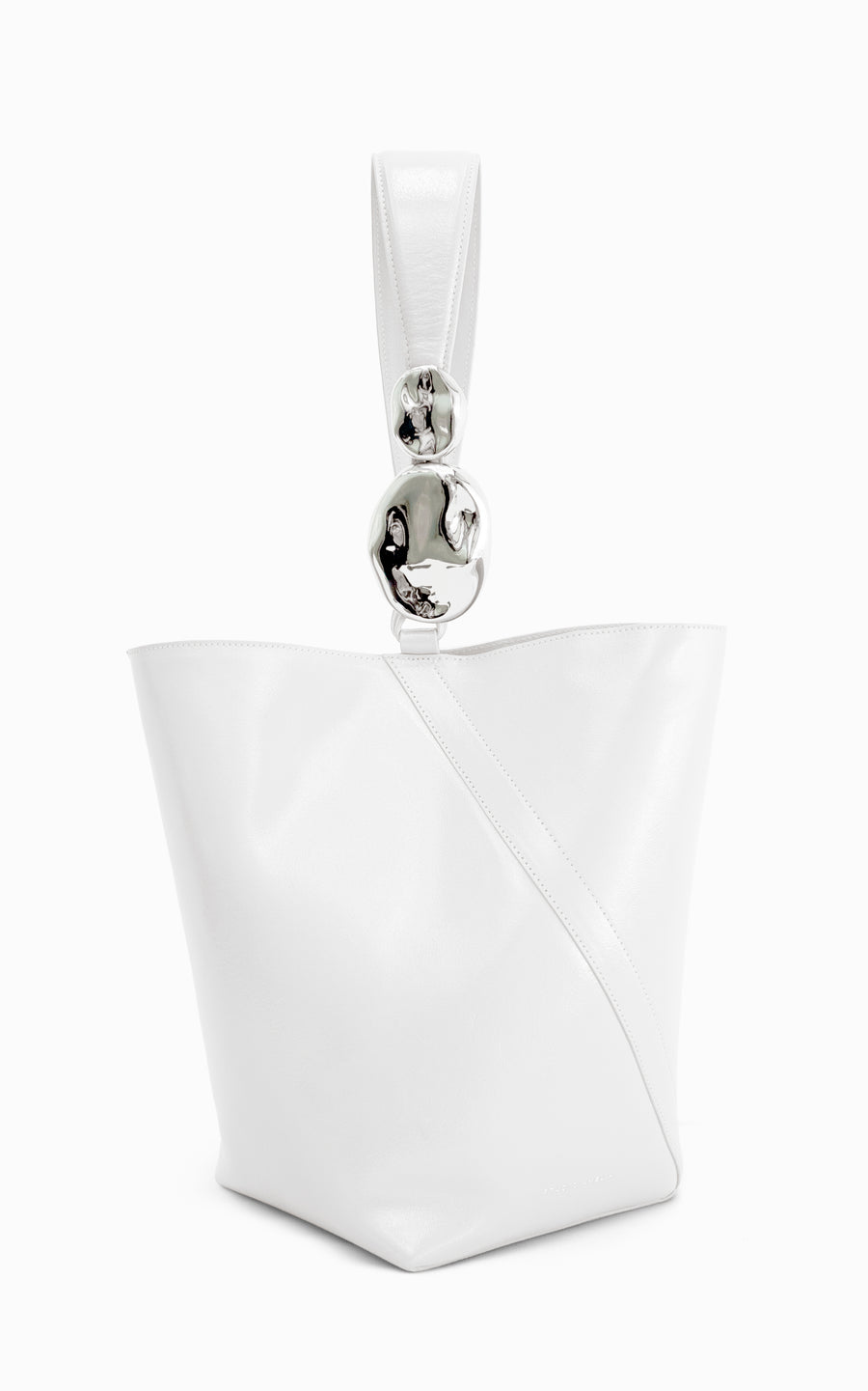 Warp Patent Midi Bucket Bag | White