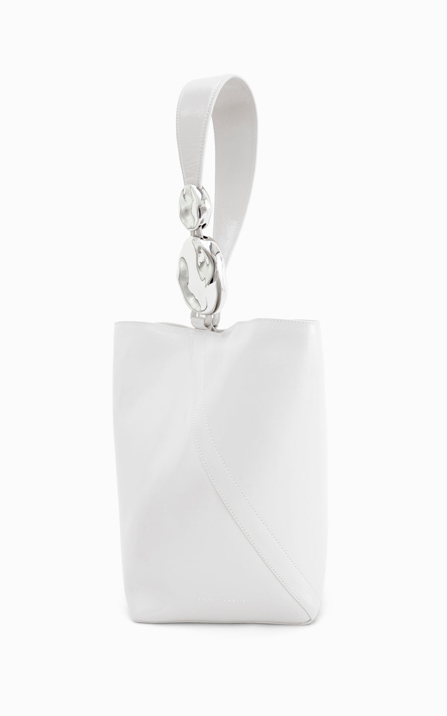 Warp Patent Midi Bucket Bag | White